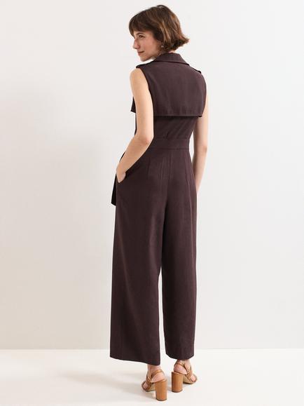 Phase Eight Janita Sleeveless Jumpsuit, Brown - view 2, Brown