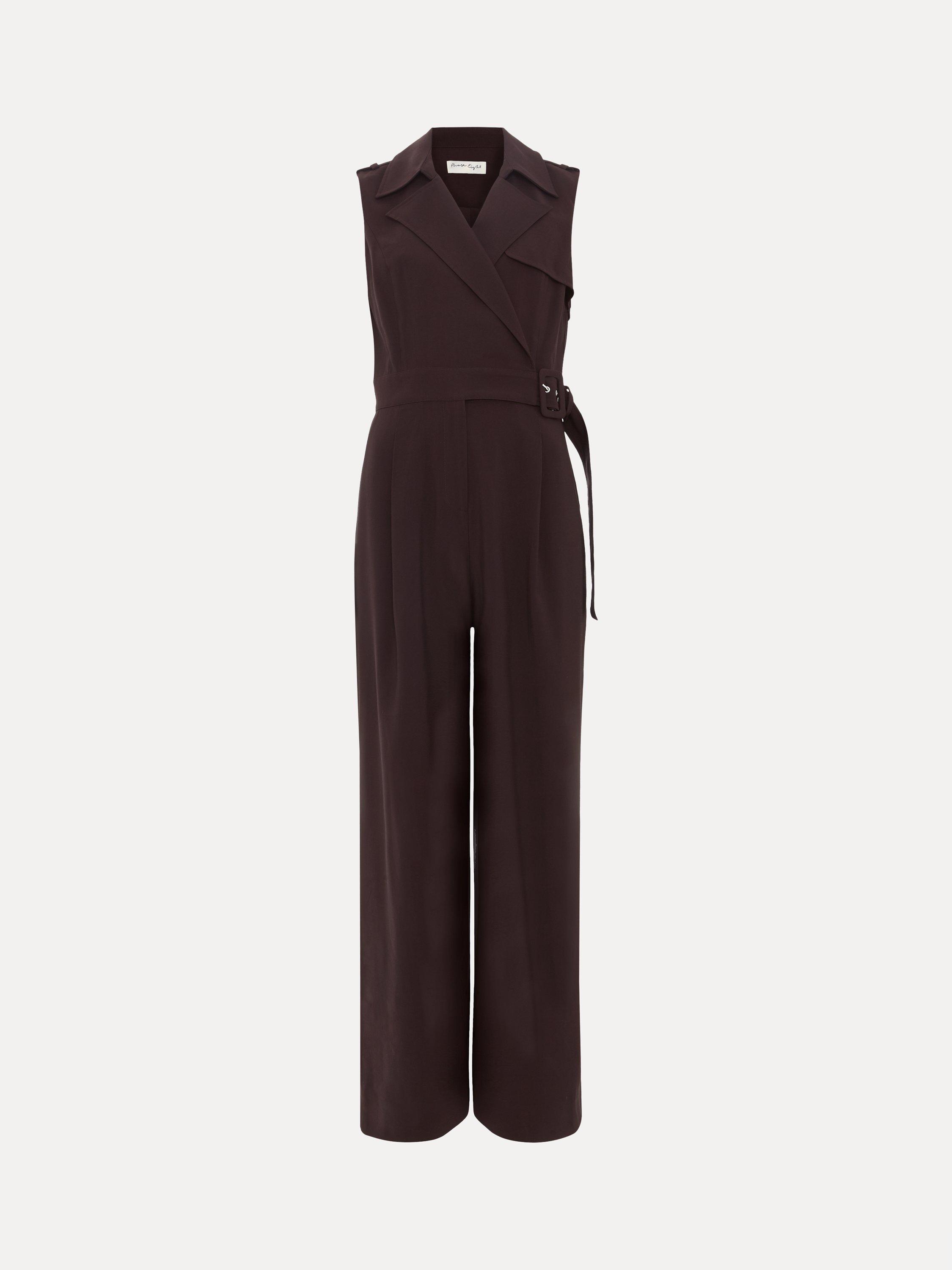 Product image 5 of 8, which shows Phase Eight Janita Sleeveless Jumpsuit, Brown, 6