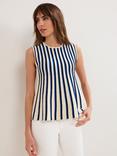 Phase Eight Betsy Stripe Peplum Top, Navy/Ivory