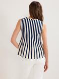 Phase Eight Betsy Stripe Peplum Top, Navy/Ivory