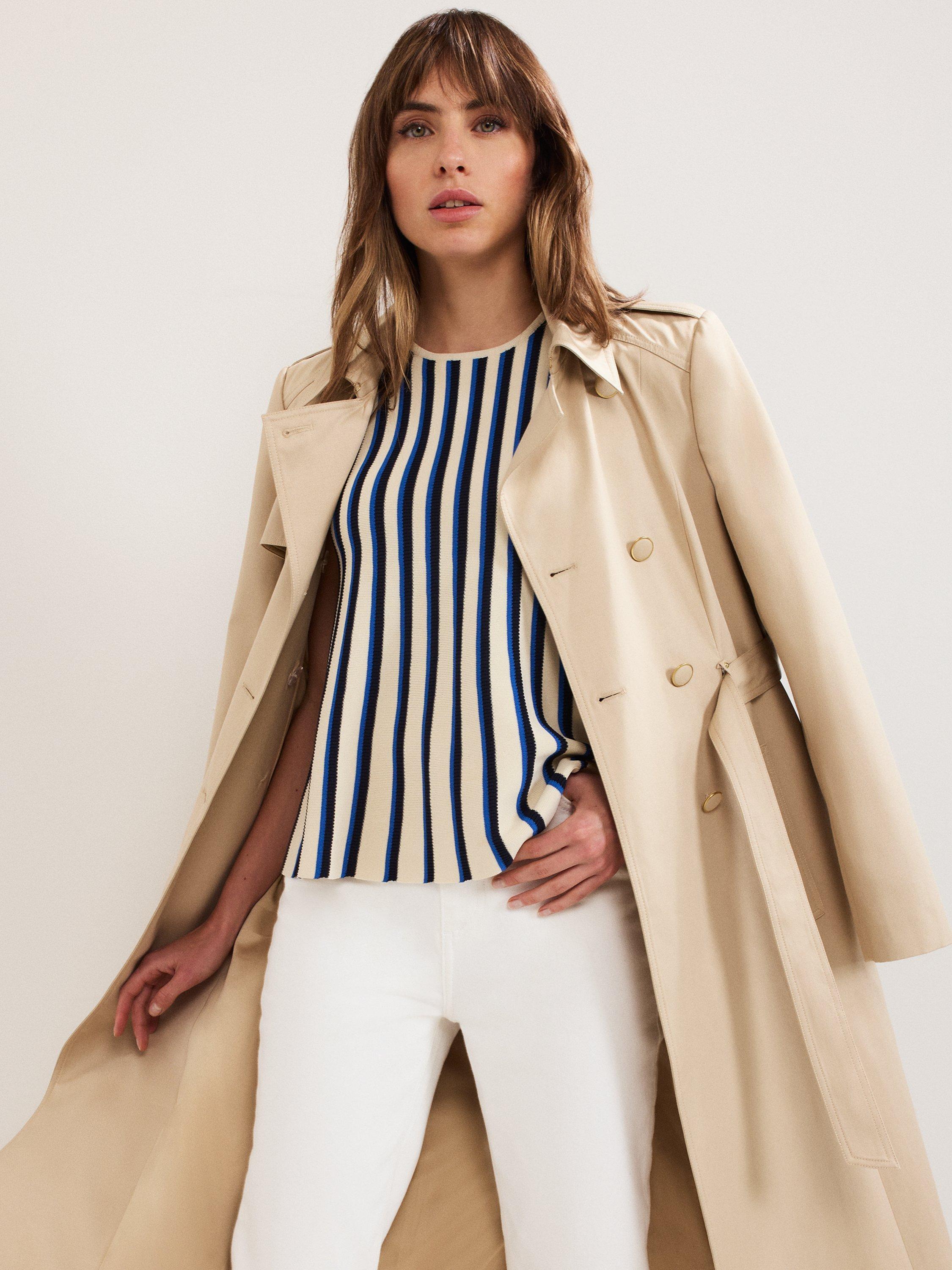 Product image 7 of 7, which shows Phase Eight Betsy Stripe Peplum Top, Navy/Ivory, XS