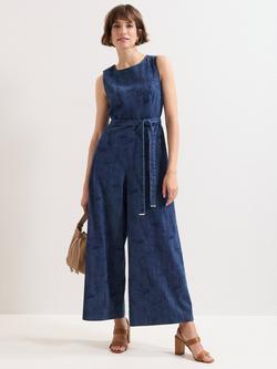 Phase Eight Marta Swirl Sleeveless Jumpsuit, Indigo, Indigo