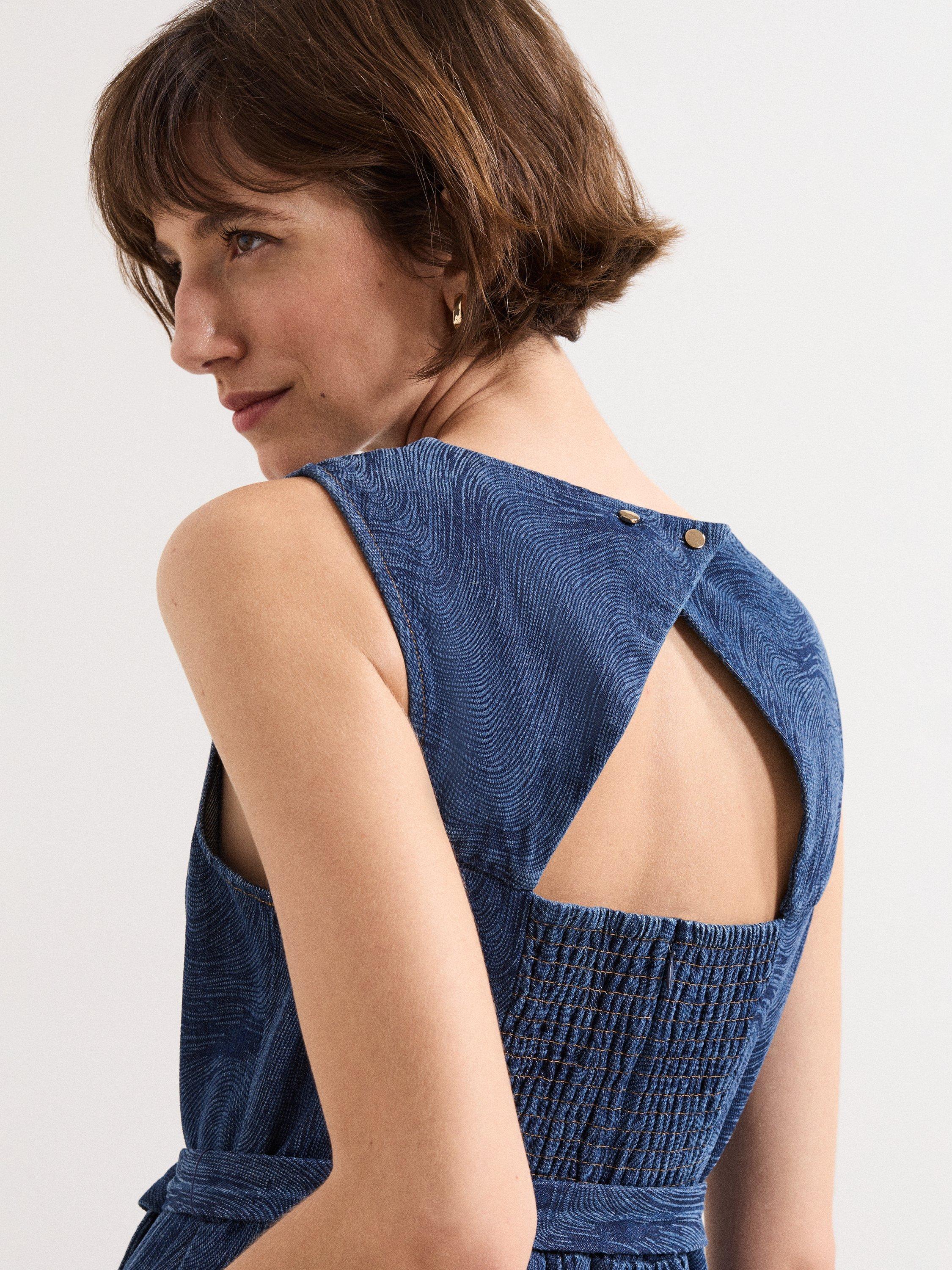 Product image 8 of 8, which shows Phase Eight Marta Swirl Sleeveless Jumpsuit, Indigo, 6