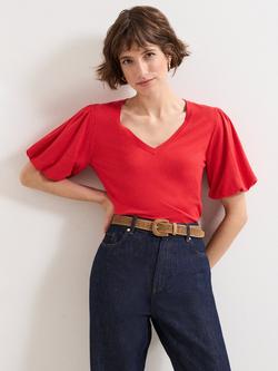 Phase Eight Courtney V-Neck Top, Red, Red