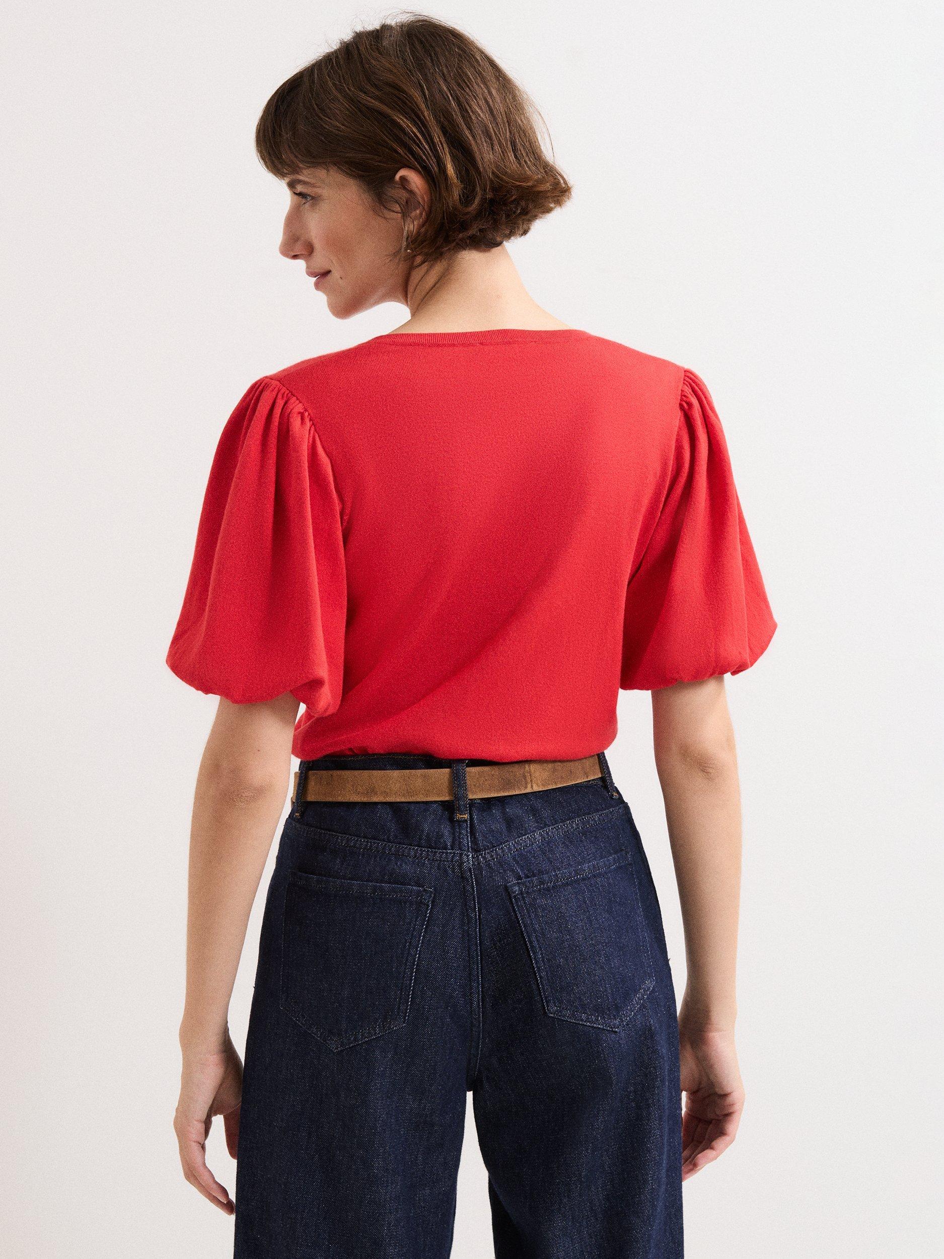 Product image 2 of 7, which shows Phase Eight Courtney V-Neck Top, Red, S