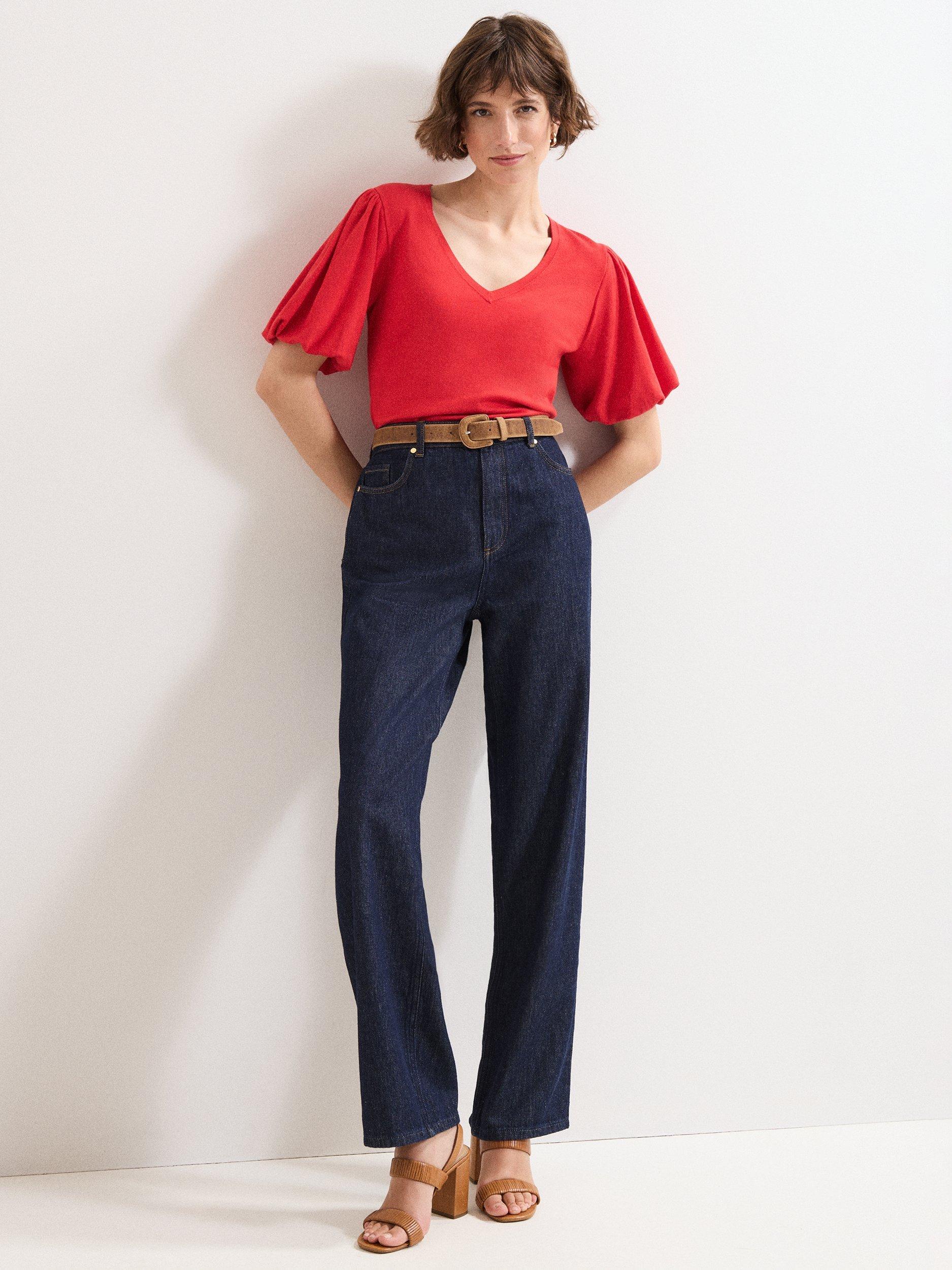 Product image 3 of 7, which shows Phase Eight Courtney V-Neck Top, Red, S