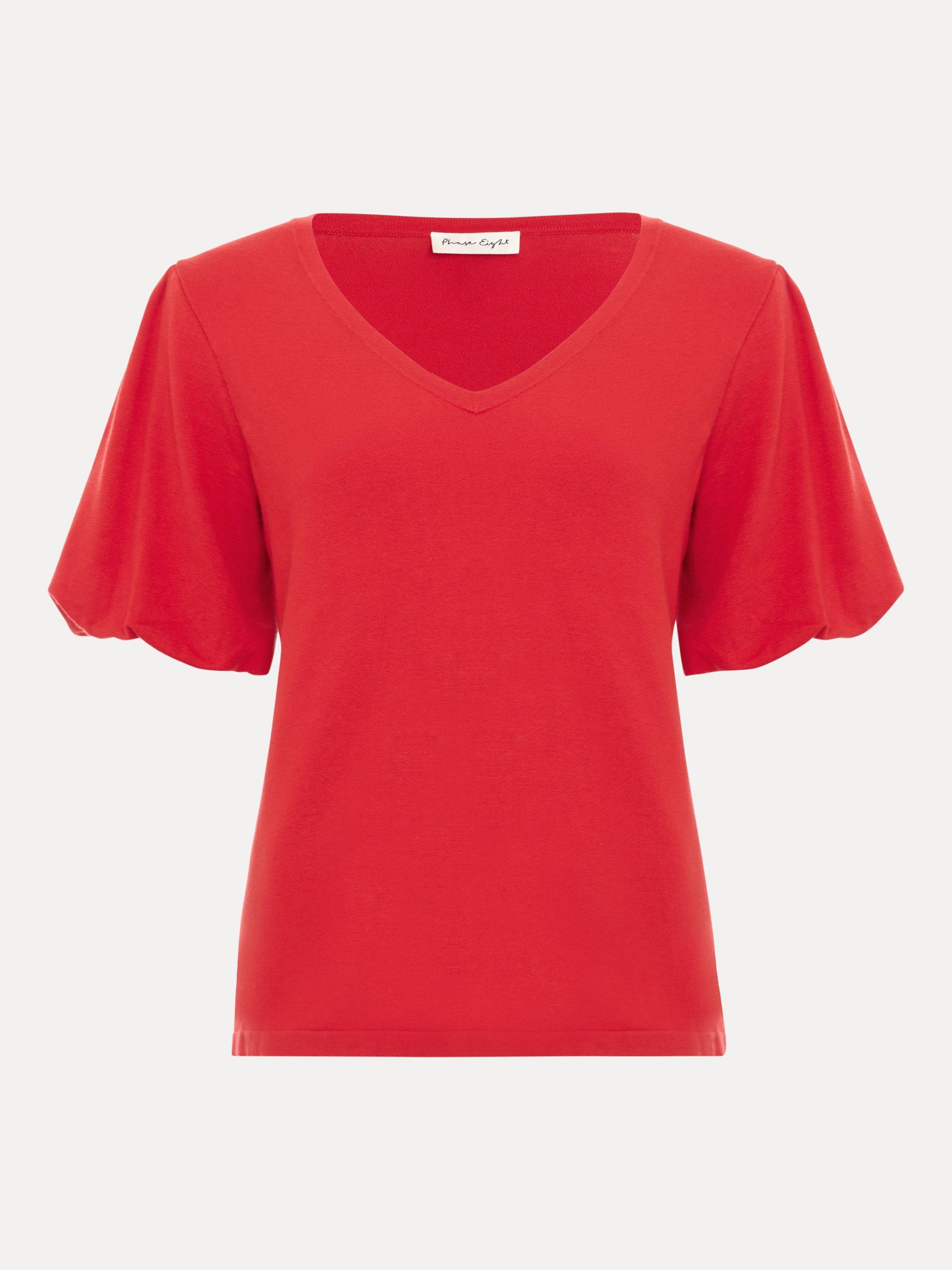 Product image 5 of 7, which shows Phase Eight Courtney V-Neck Top, Red, S