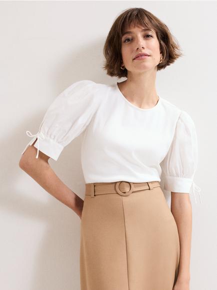 Phase Eight Luella Puff Sleeve Top, White, White