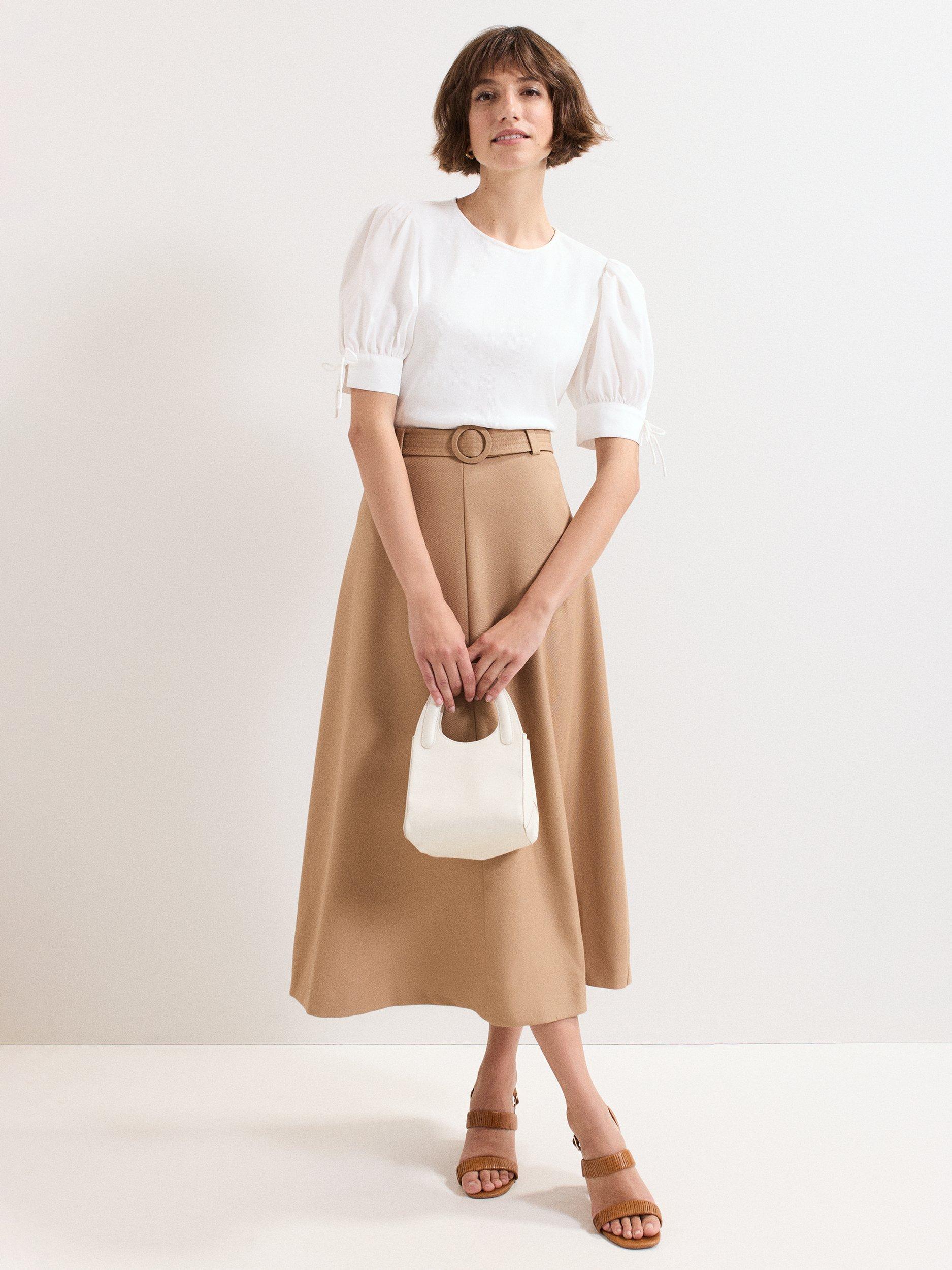 Product image 3 of 8, which shows Phase Eight Luella Puff Sleeve Top, White, 10