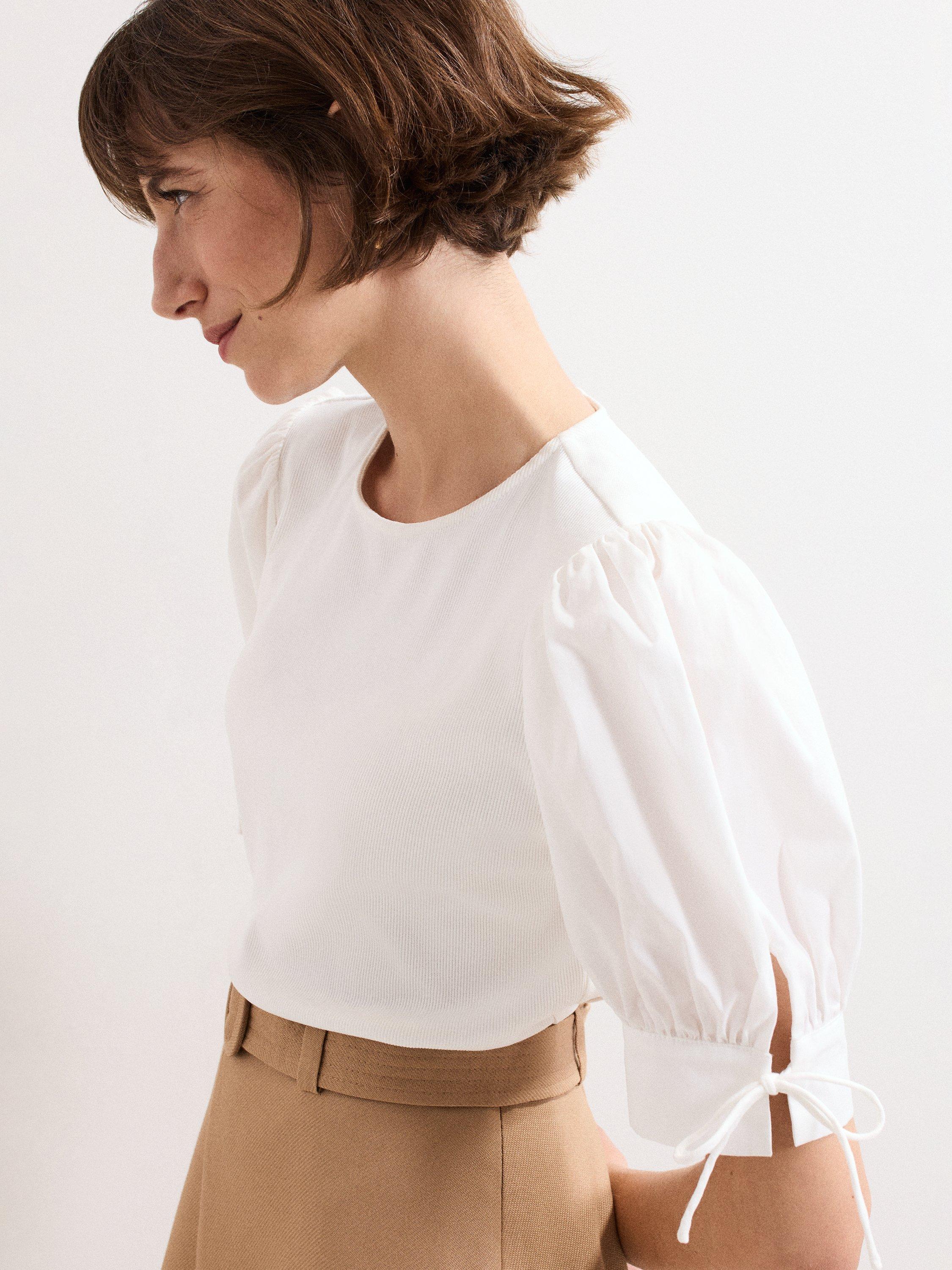Product image 4 of 8, which shows Phase Eight Luella Puff Sleeve Top, White, 10
