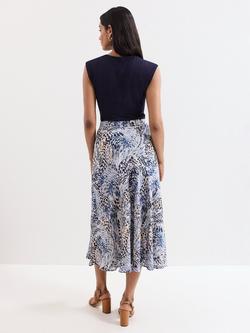 Phase Eight Adola Abstract Midi Skirt, Blue - view 2, Blue