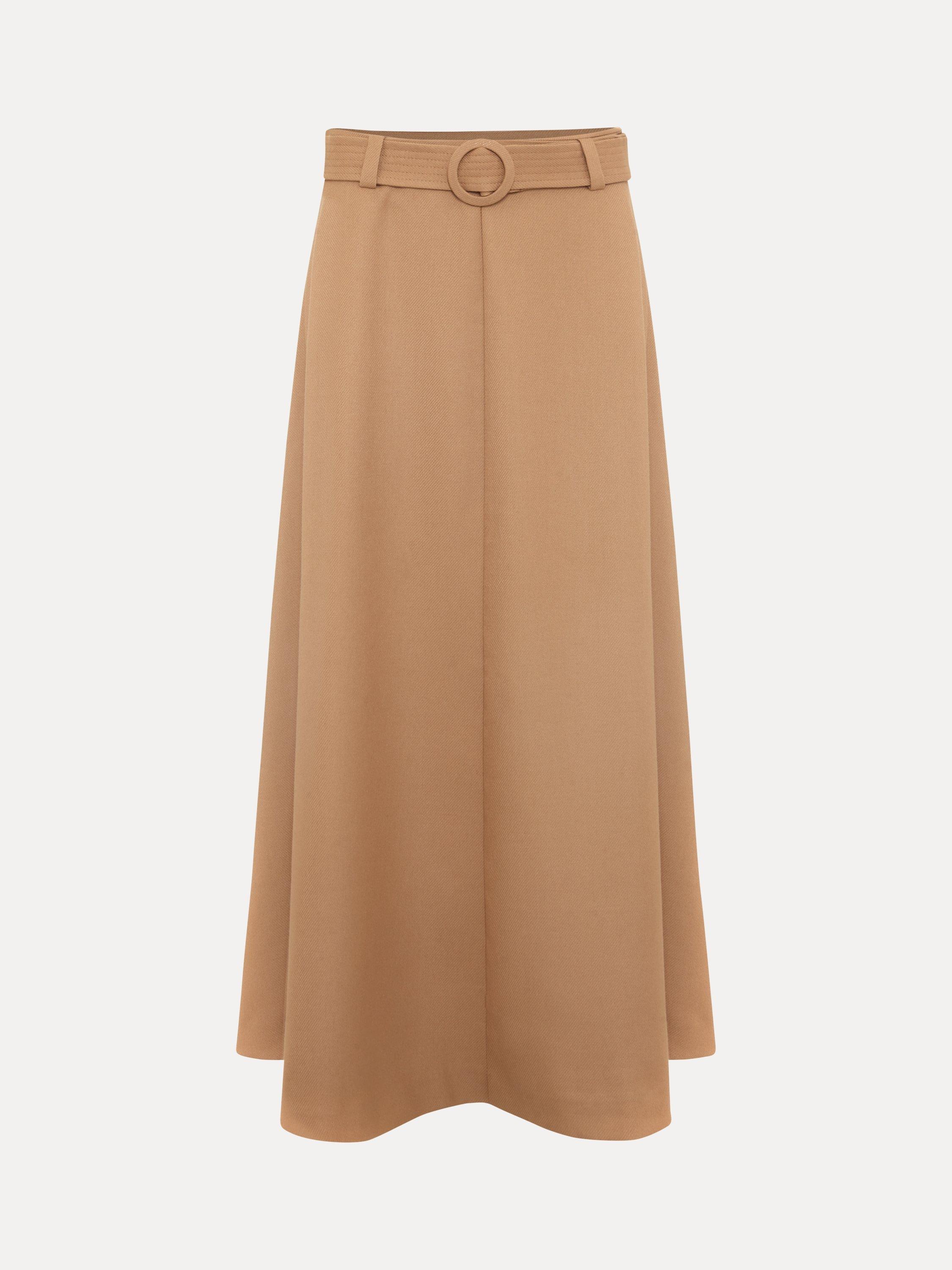 Product image 5 of 7, which shows Phase Eight Rochelle Belted Skirt, Camel, 8