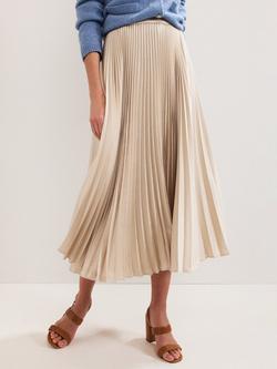 Phase Eight Sybilla Pleated Midi Skirt, Neutral