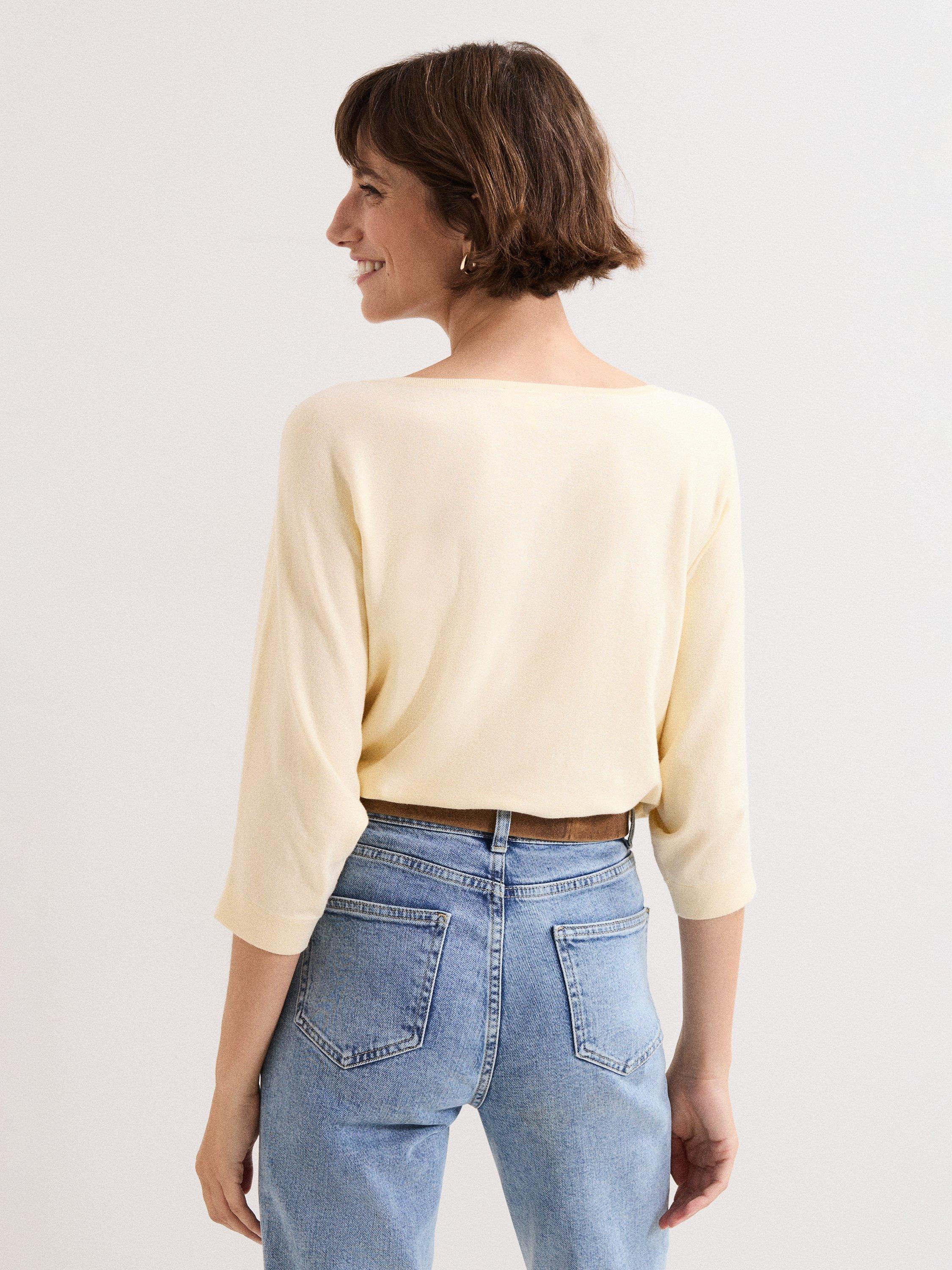 Product image 2 of 8, which shows Phase Eight Cristine Knit Batwing Jumper containing LENZING™ ECOVERO™ Viscose, Pale Yellow, S