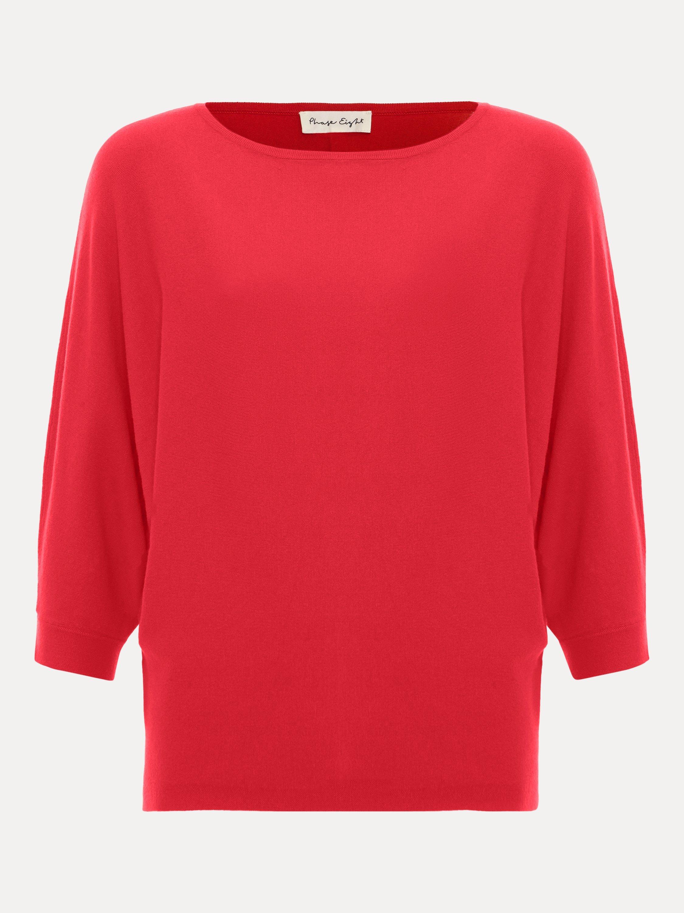 Product image 5 of 8, which shows Phase Eight Cristine Knit Batwing Jumper containing LENZING™ ECOVERO™ Viscose, Red, XS
