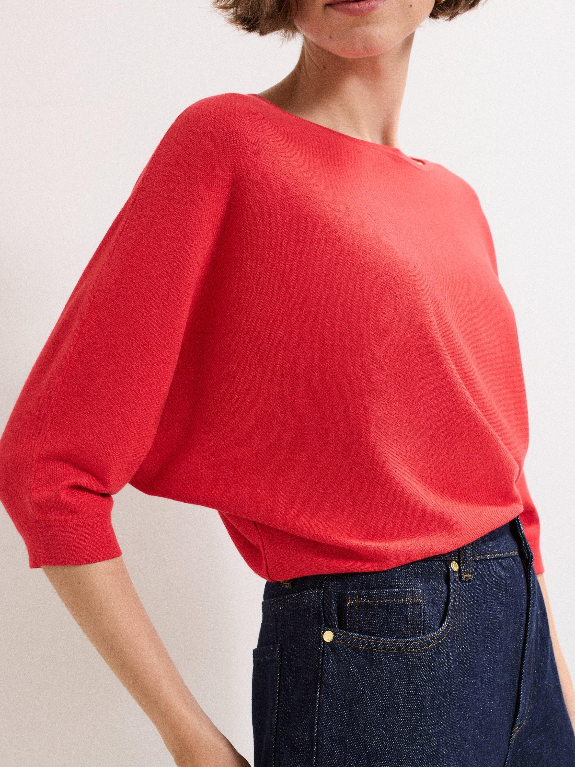 Product image 7 of 8, which shows Phase Eight Cristine Knit Batwing Jumper containing LENZING™ ECOVERO™ Viscose, Red, XS