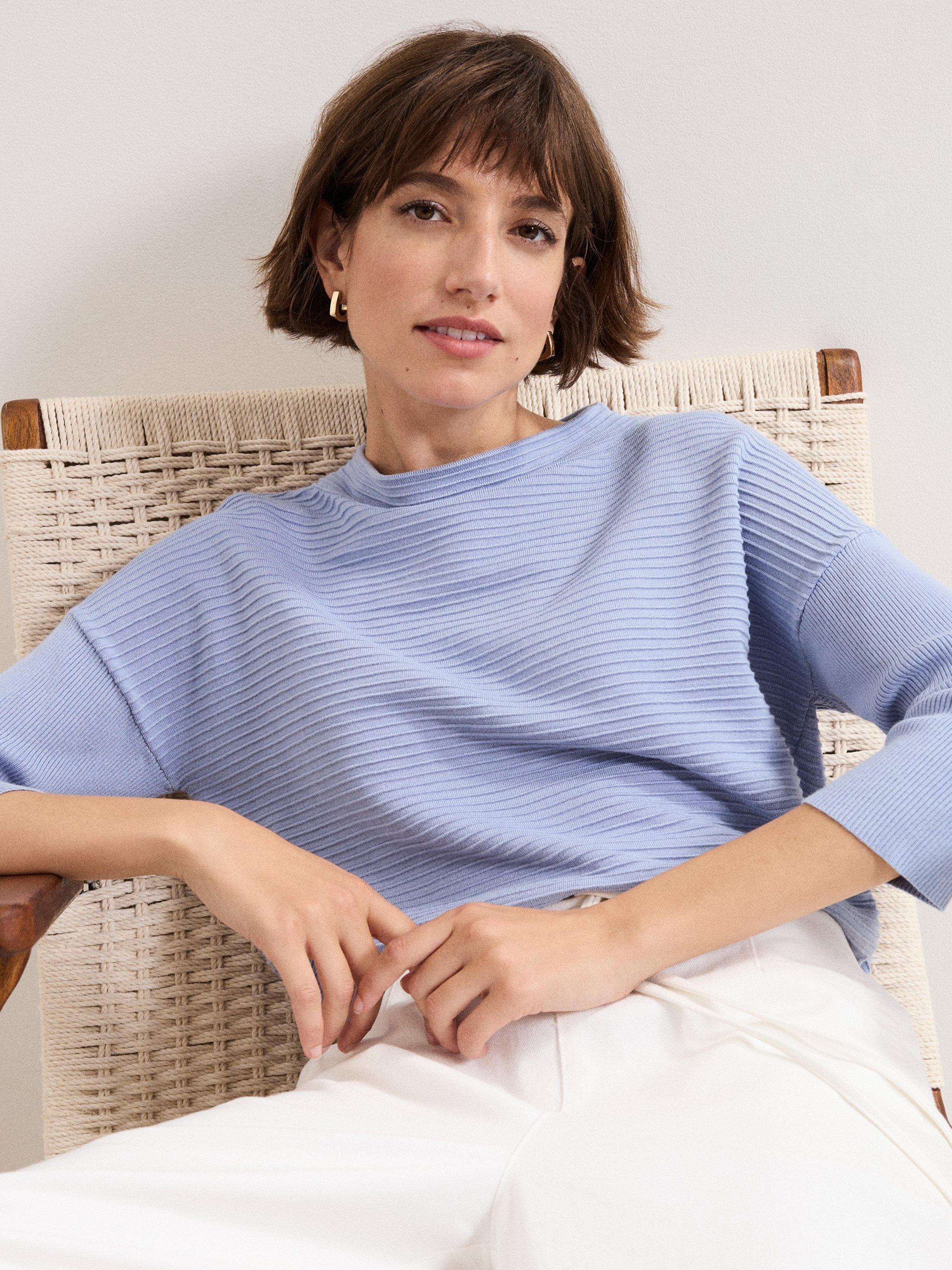 Product image 4 of 7, which shows Phase Eight Elise Ripple Jumper, Blue, S
