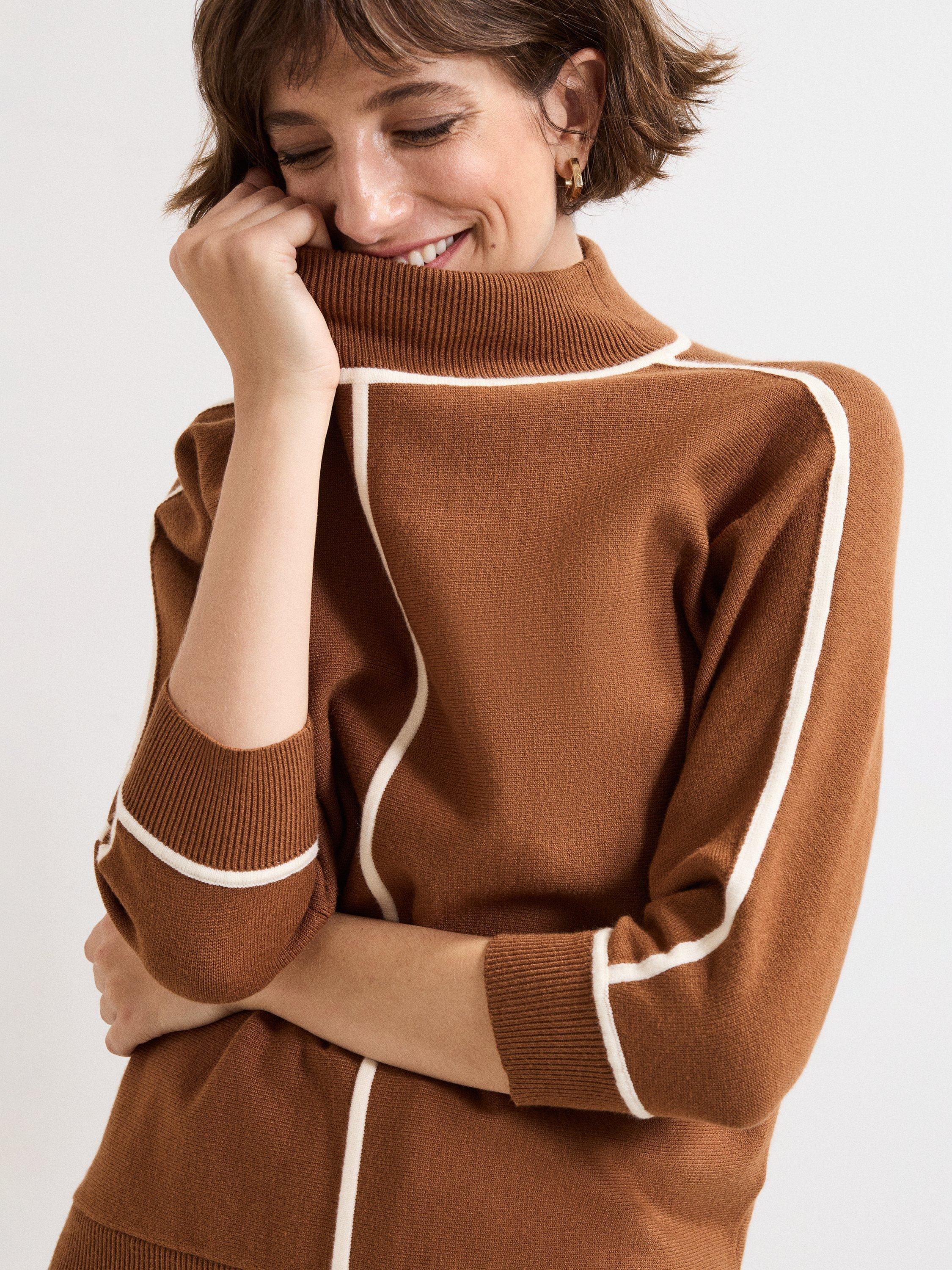 Product image 7 of 7, which shows Phase Eight Hallie Tipped Jumper, Brown, XS