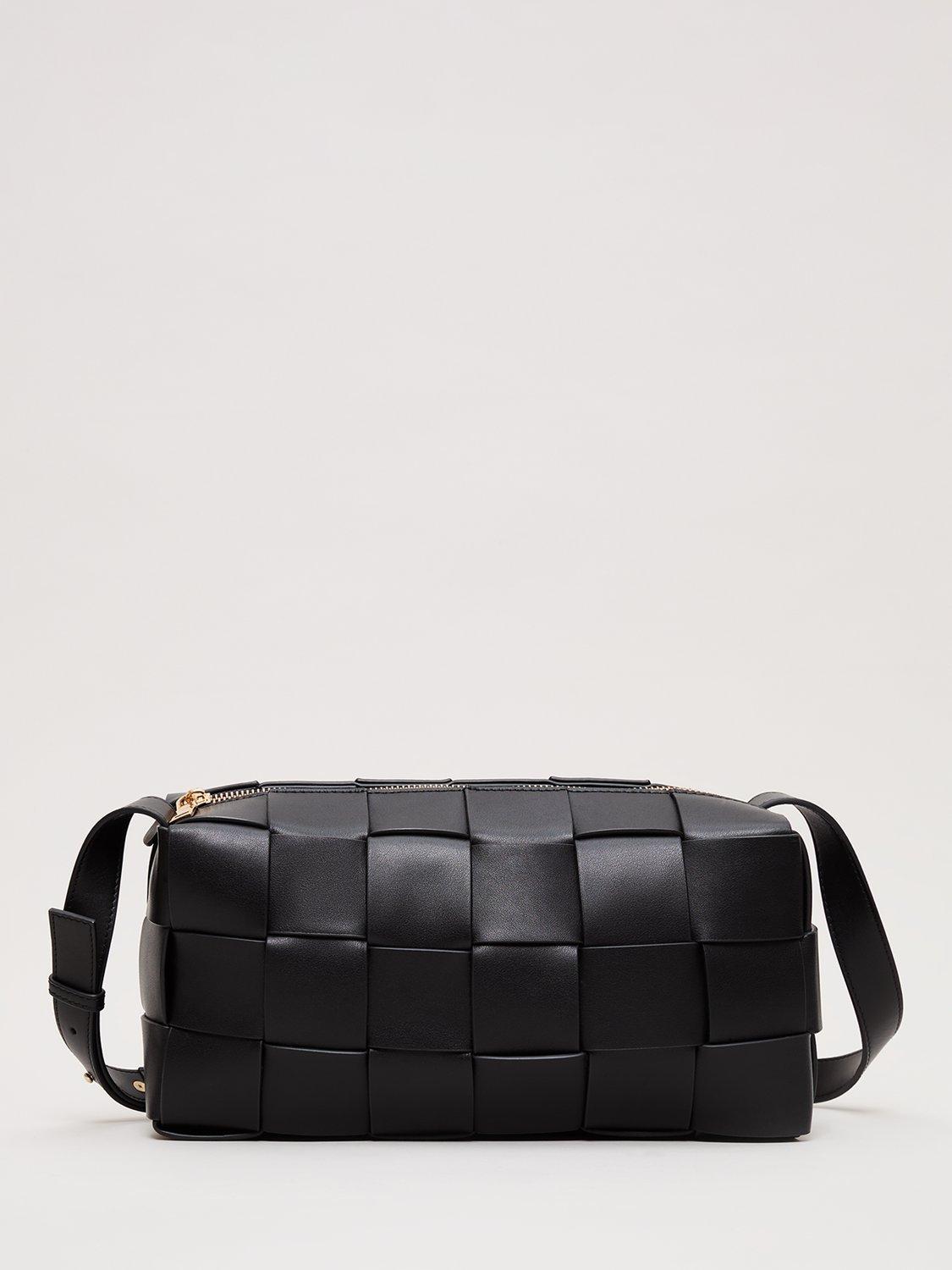 Product image 1 of 5, which shows Phase Eight Woven Leather Crossbody Bag, Black, One Size