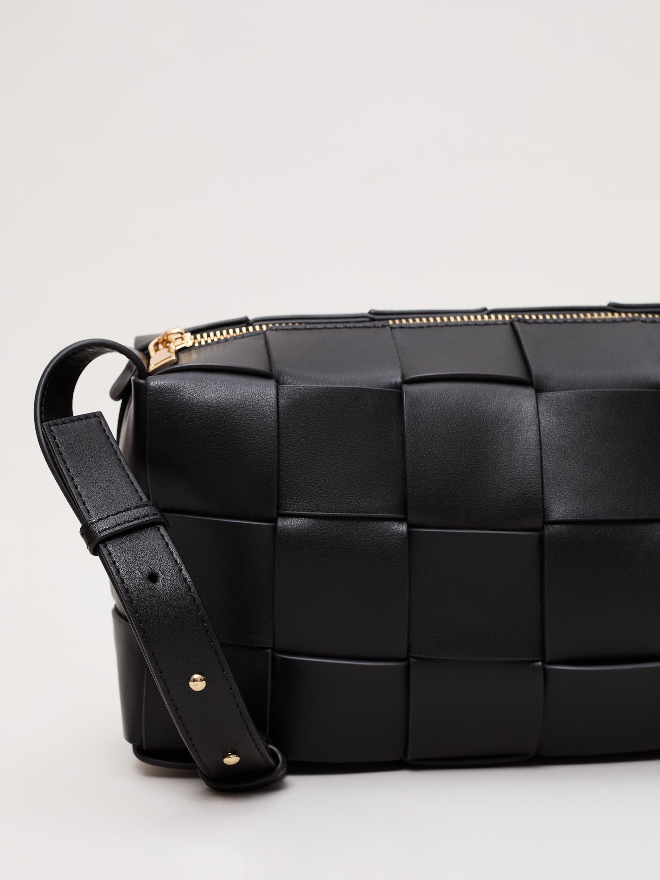 Product image 3 of 5, which shows Phase Eight Woven Leather Crossbody Bag, Black, One Size