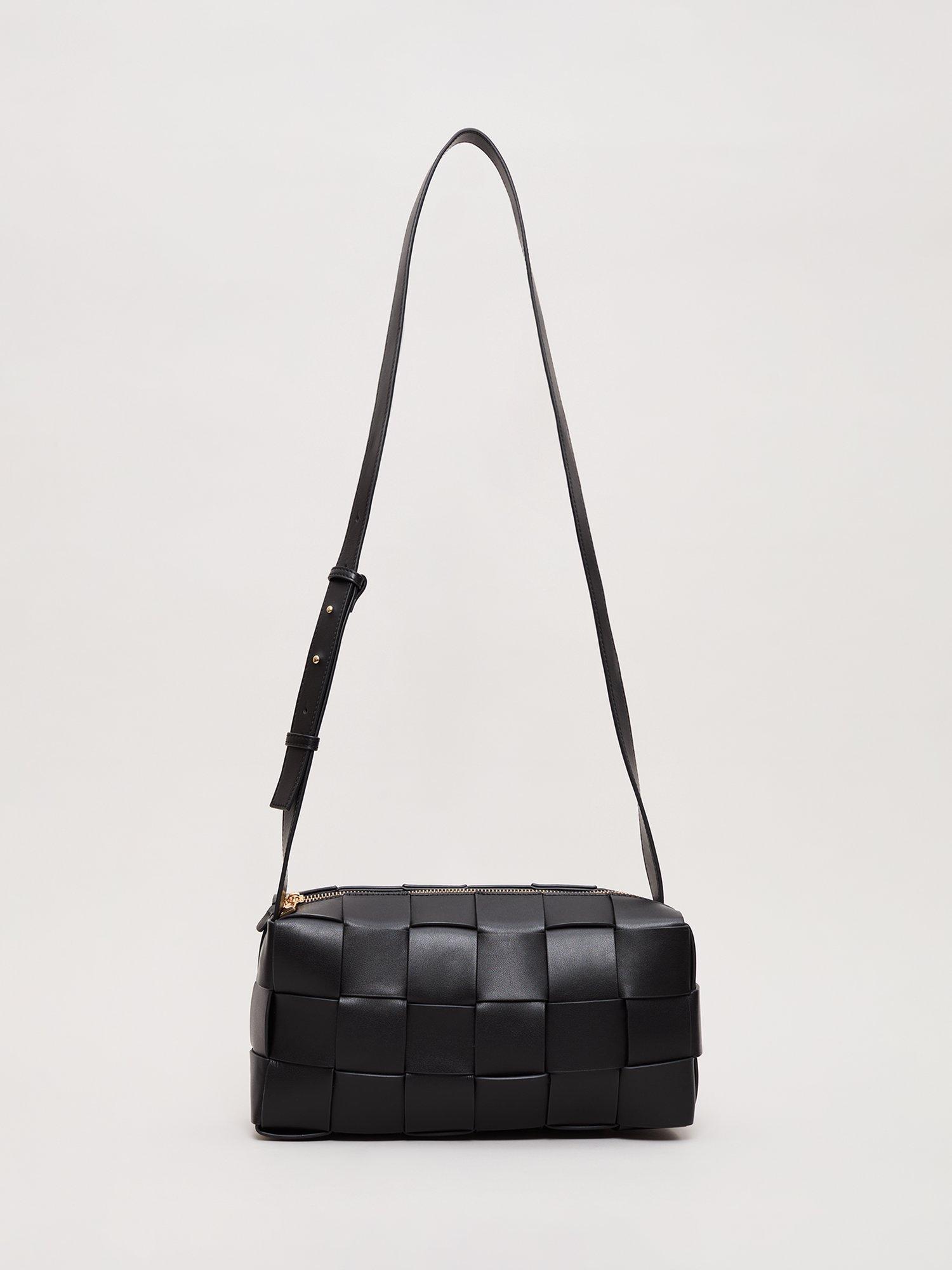 Product image 4 of 5, which shows Phase Eight Woven Leather Crossbody Bag, Black, One Size