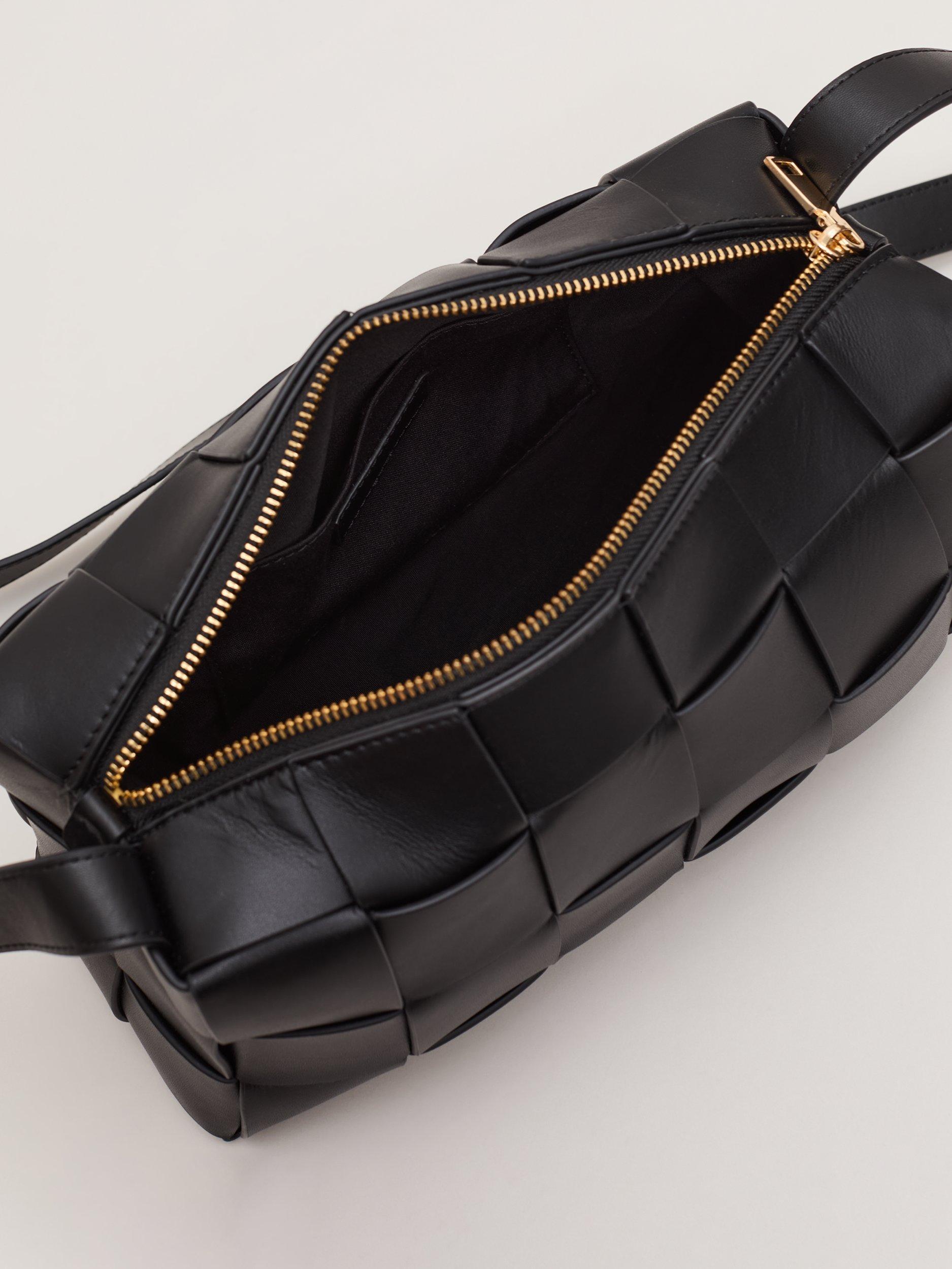 Product image 5 of 5, which shows Phase Eight Woven Leather Crossbody Bag, Black, One Size