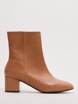 Phase Eight Block Heel Leather Ankle Boots, Brown