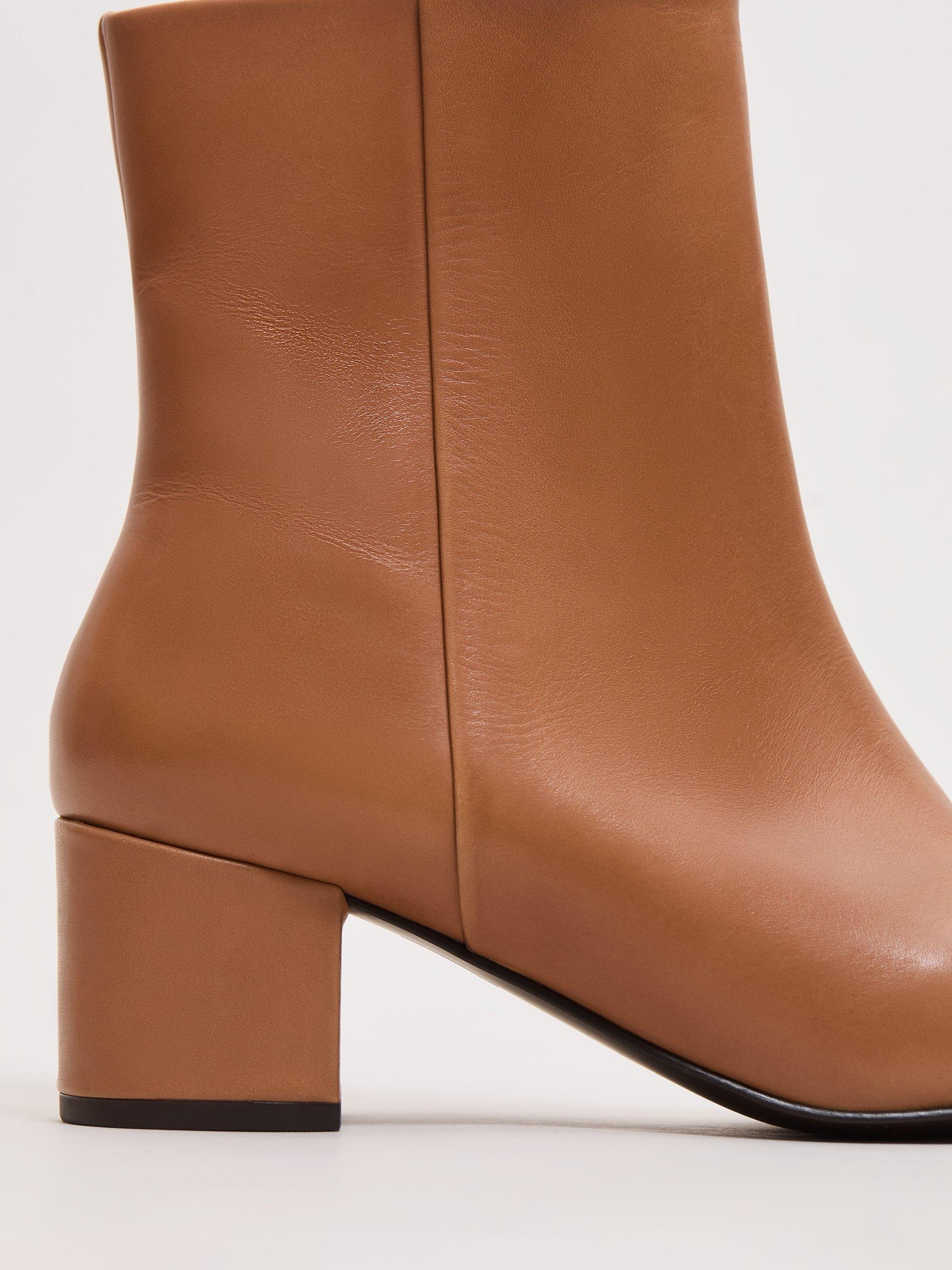 Product image 4 of 5, which shows Phase Eight Block Heel Leather Ankle Boots, Brown, 3