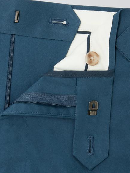 John Lewis Side Adjuster Cotton Blend Suit Trousers - view 2, Airforce