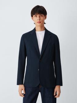 John Lewis Washed Cotton Blend Regular Fit Blazer, Navy, Navy