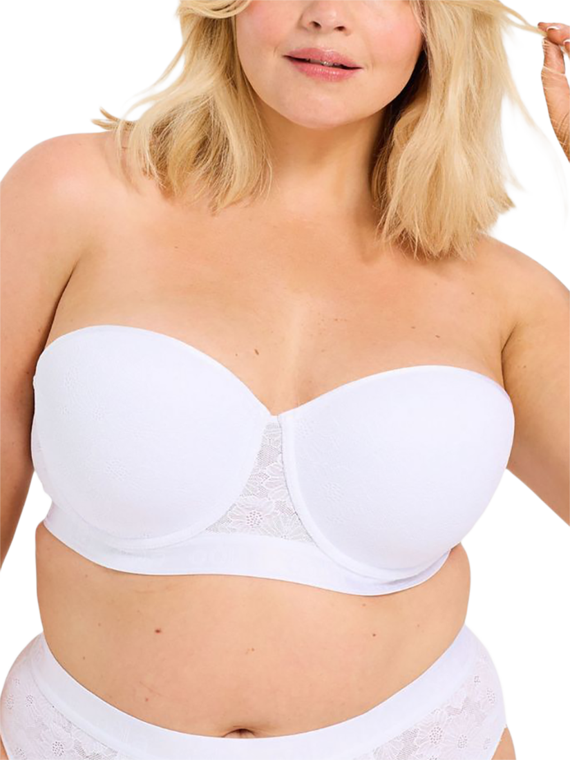 Product image 1 of 7, which shows Oola Lingerie Floral Lace Strapless Bra, White, 36F