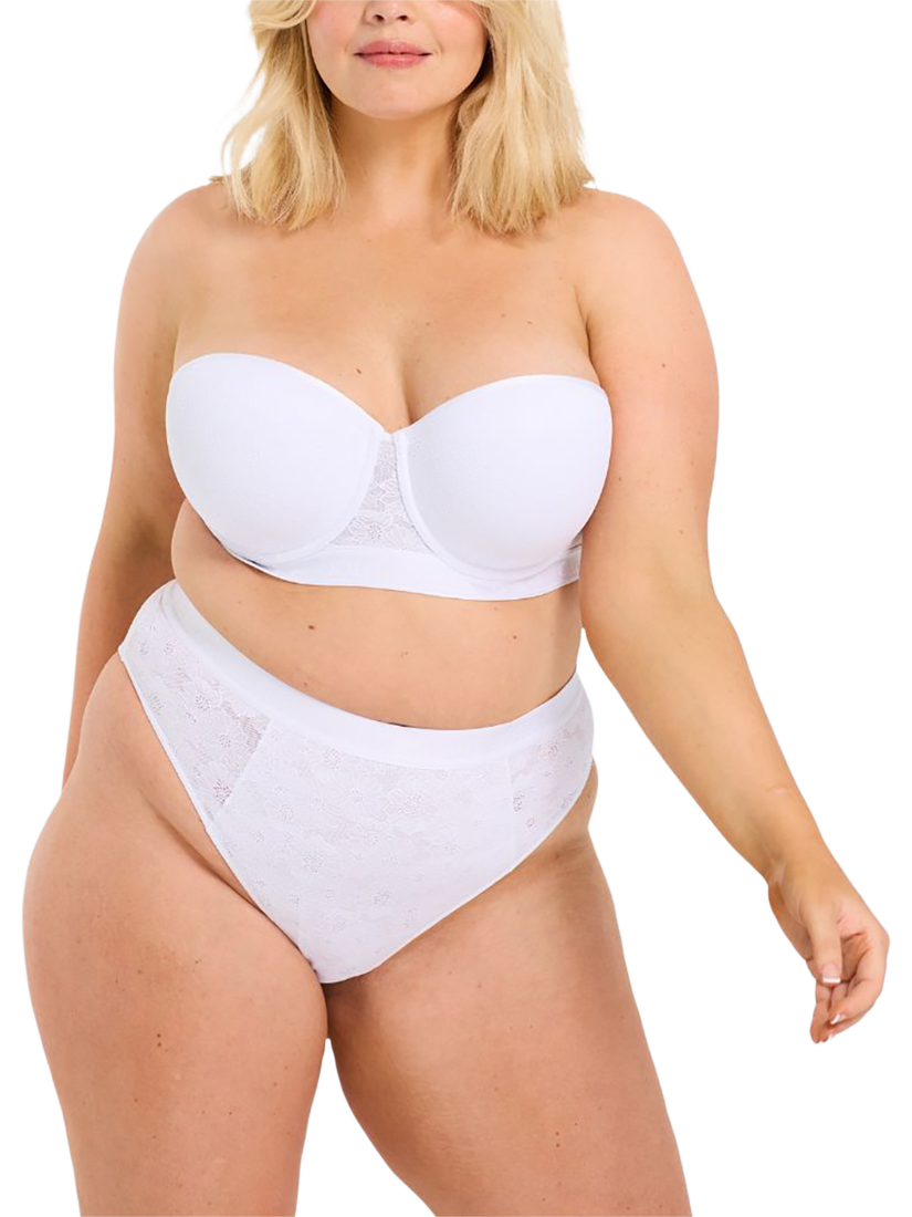 Product image 2 of 7, which shows Oola Lingerie Floral Lace Strapless Bra, White, 36F