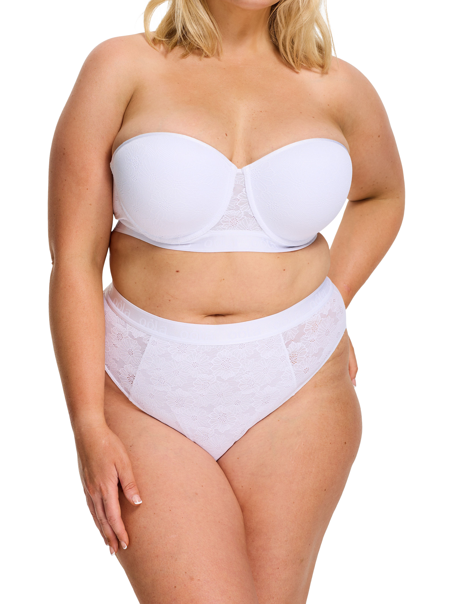 Oola Lingerie Floral Lace High Waist Knickers, White