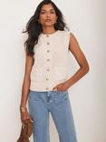 Mint Velvet Chunky Knit Waistcoat, Natural