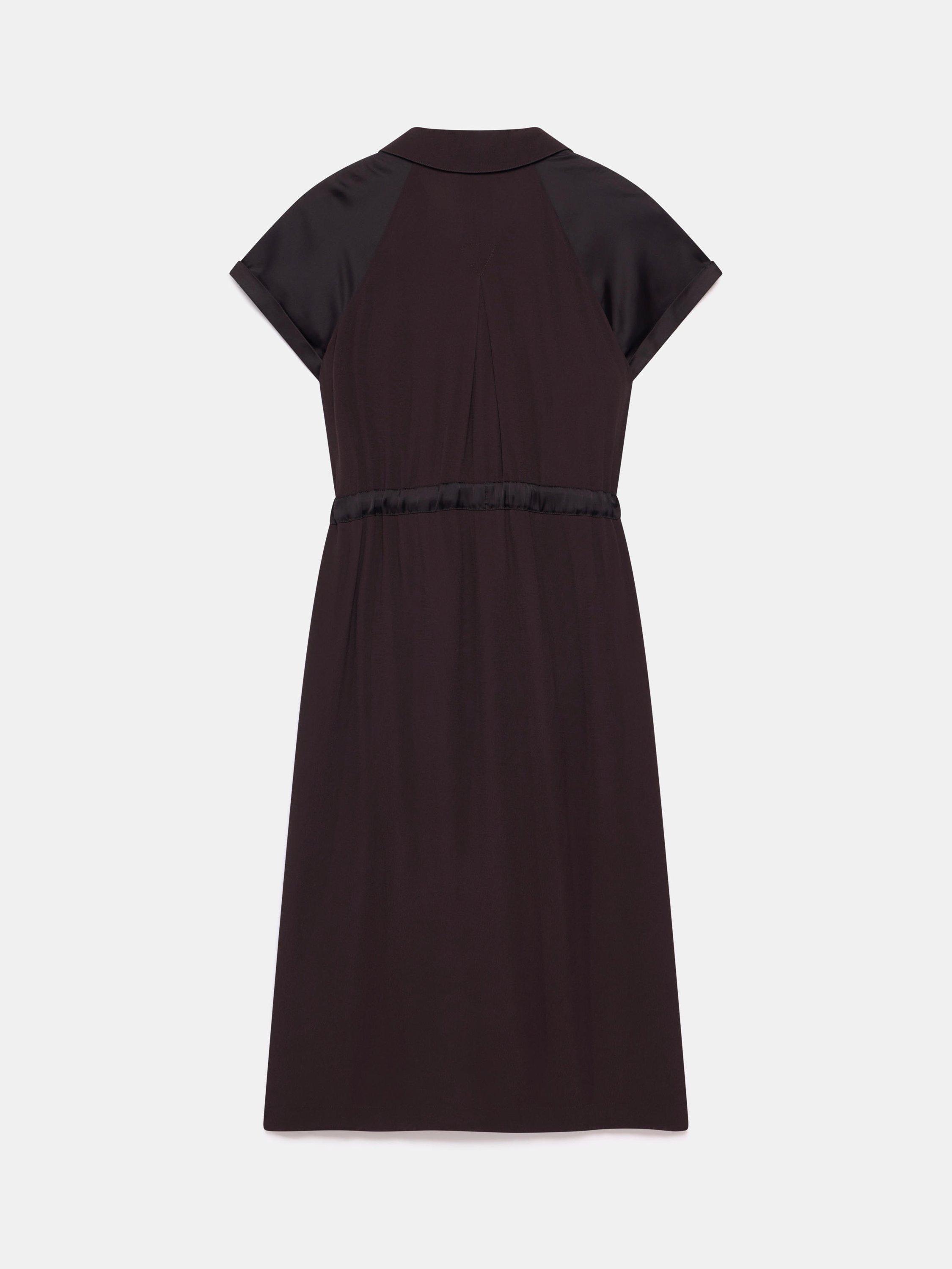 Product image 8 of 8, which shows Mint Velvet Short Sleeve Utility Midi Dress, Brown, 6