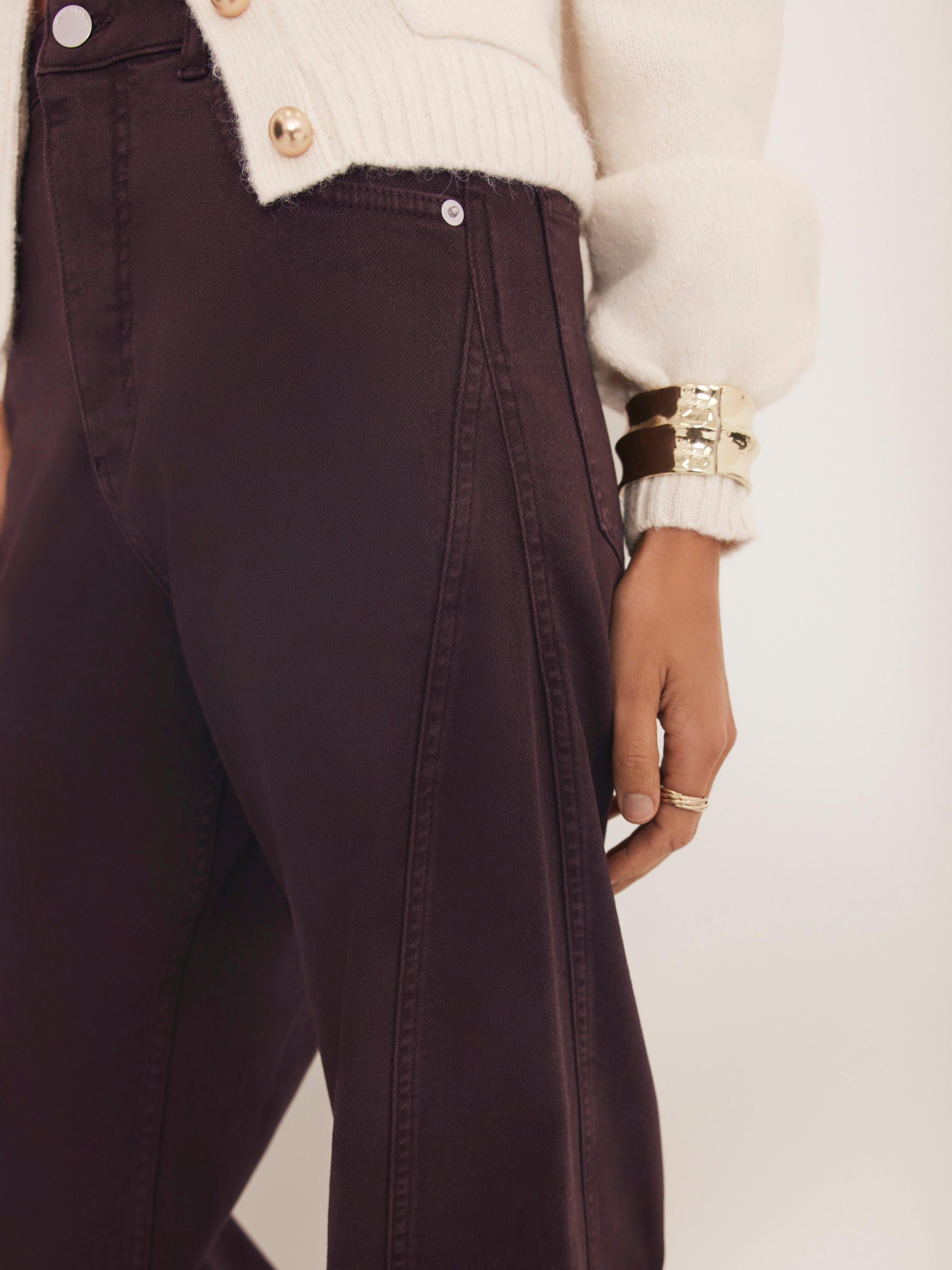 Product image 3 of 7, which shows Mint Velvet Tapered Barrel Leg Jeans, Red Burgundy, 6 R