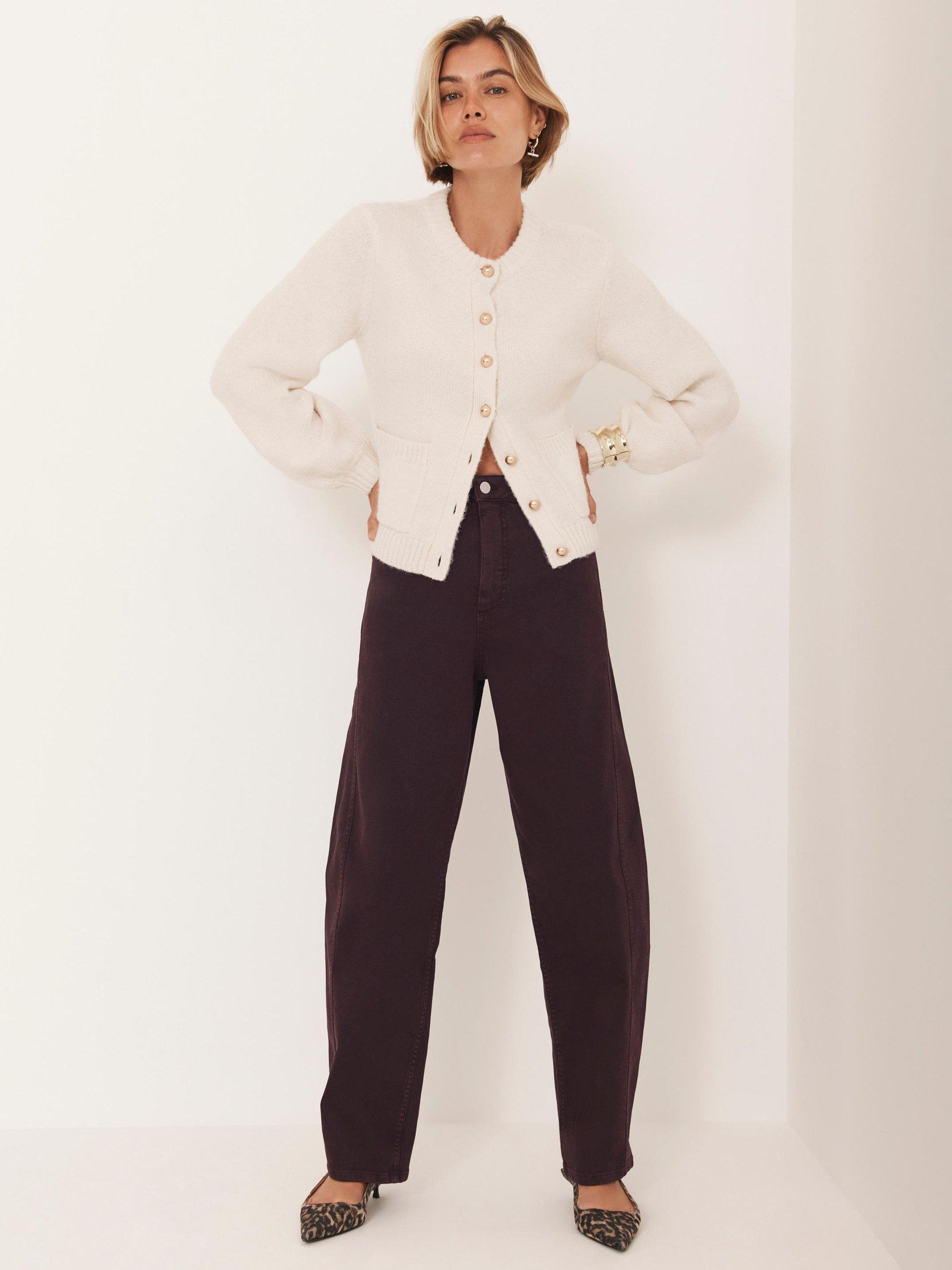 Product image 4 of 7, which shows Mint Velvet Tapered Barrel Leg Jeans, Red Burgundy, 6 R