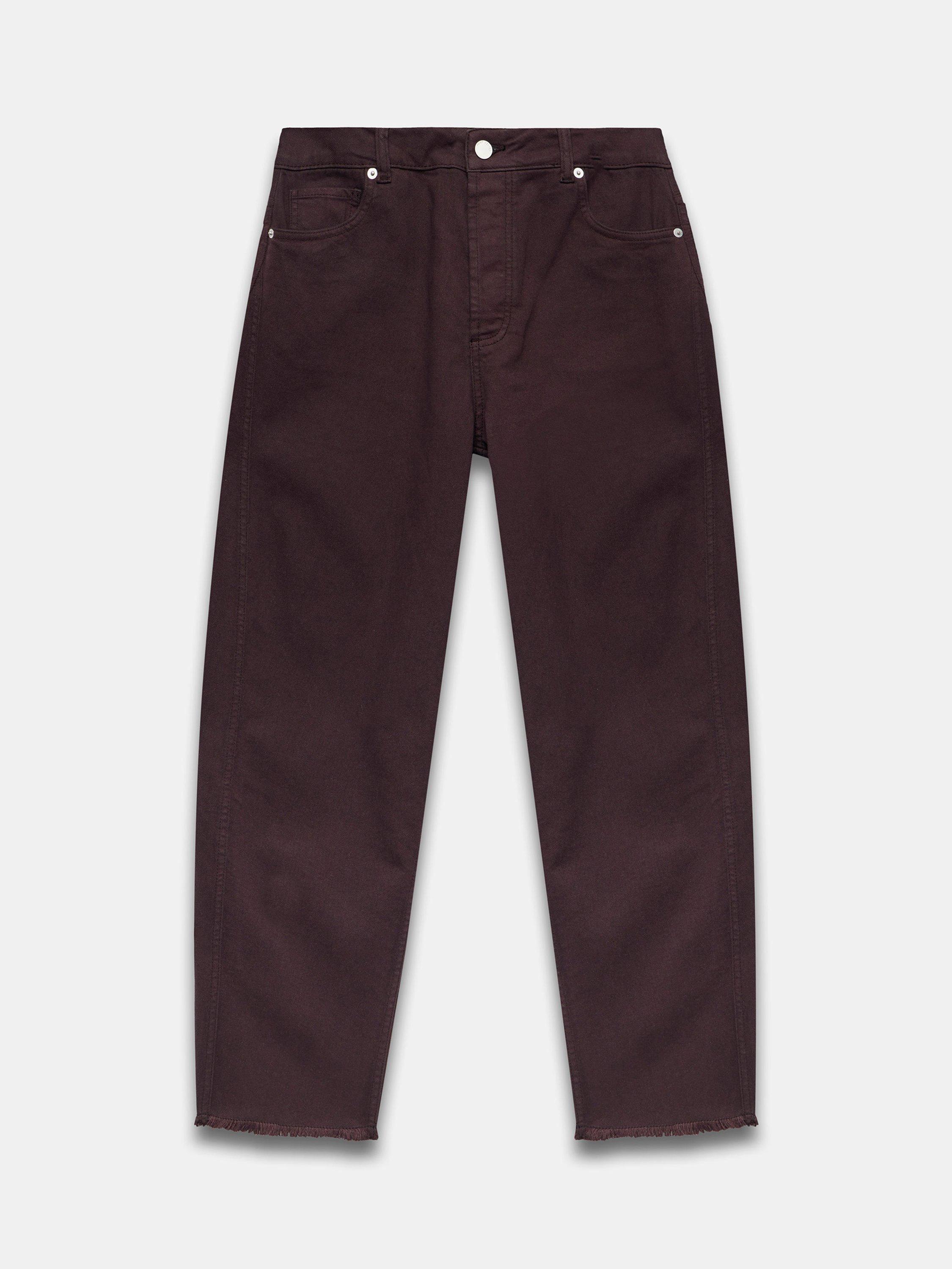 Product image 6 of 7, which shows Mint Velvet Tapered Barrel Leg Jeans, Red Burgundy, 6 R