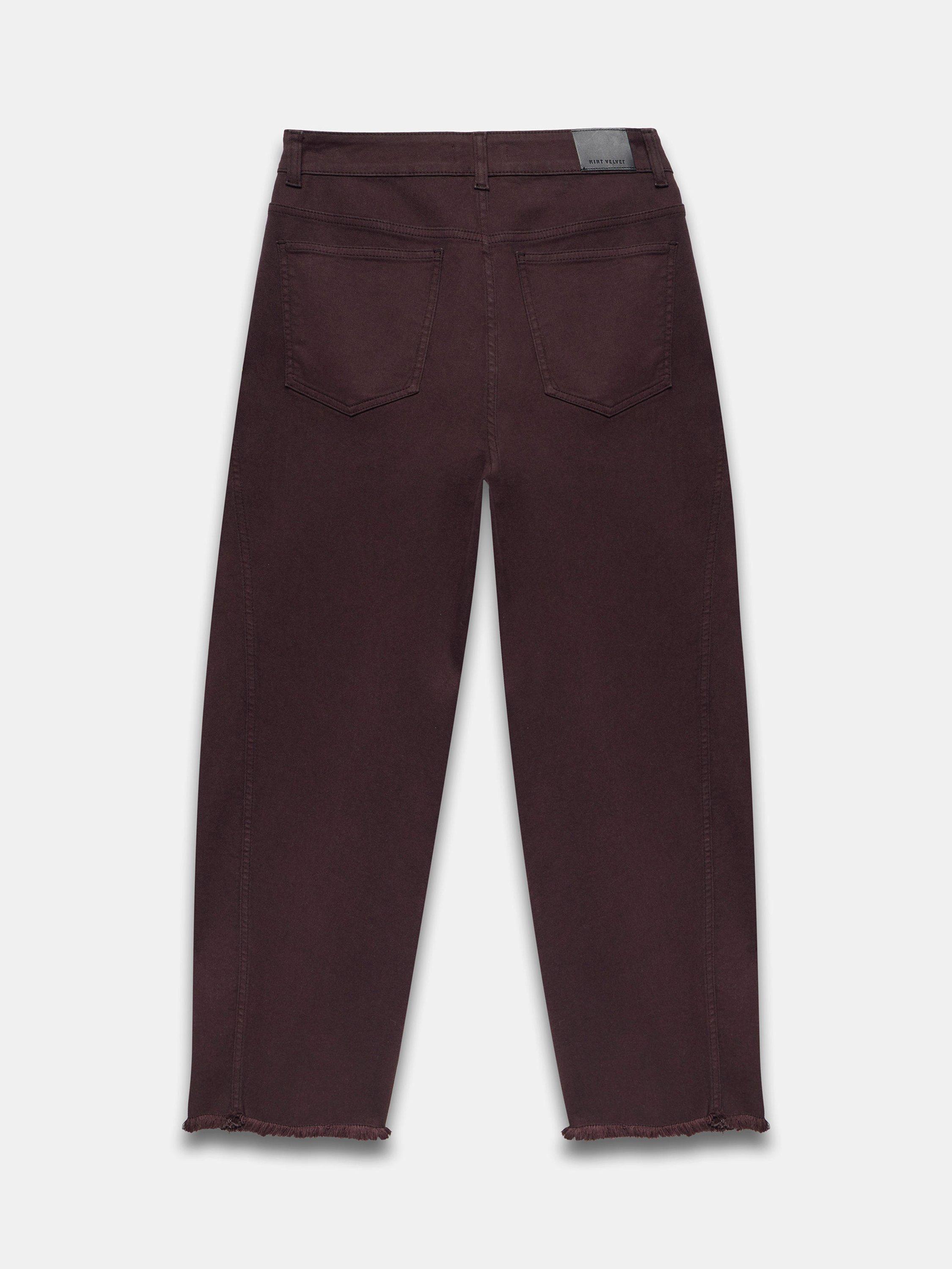 Product image 7 of 7, which shows Mint Velvet Tapered Barrel Leg Jeans, Red Burgundy, 6 R