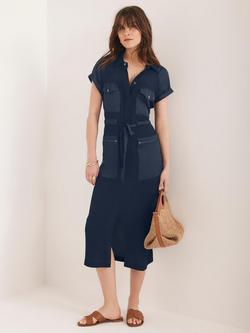 Mint Velvet Short Sleeve Utility Midi Dress, Navy Blue