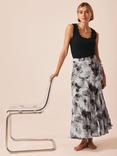 Mint Velvet Floral Print Mid Rise Midi Skirt