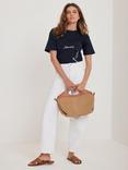 Mint Velvet Graphic Ribbon Print Crew Neck Cotton T-Shirt