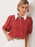 Mint Velvet Heart Print Collared Cotton Blouse