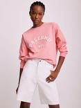 Mint Velvet Graphic Motif Cotton Blend Jersey Sweatshirt, Pink/Multi