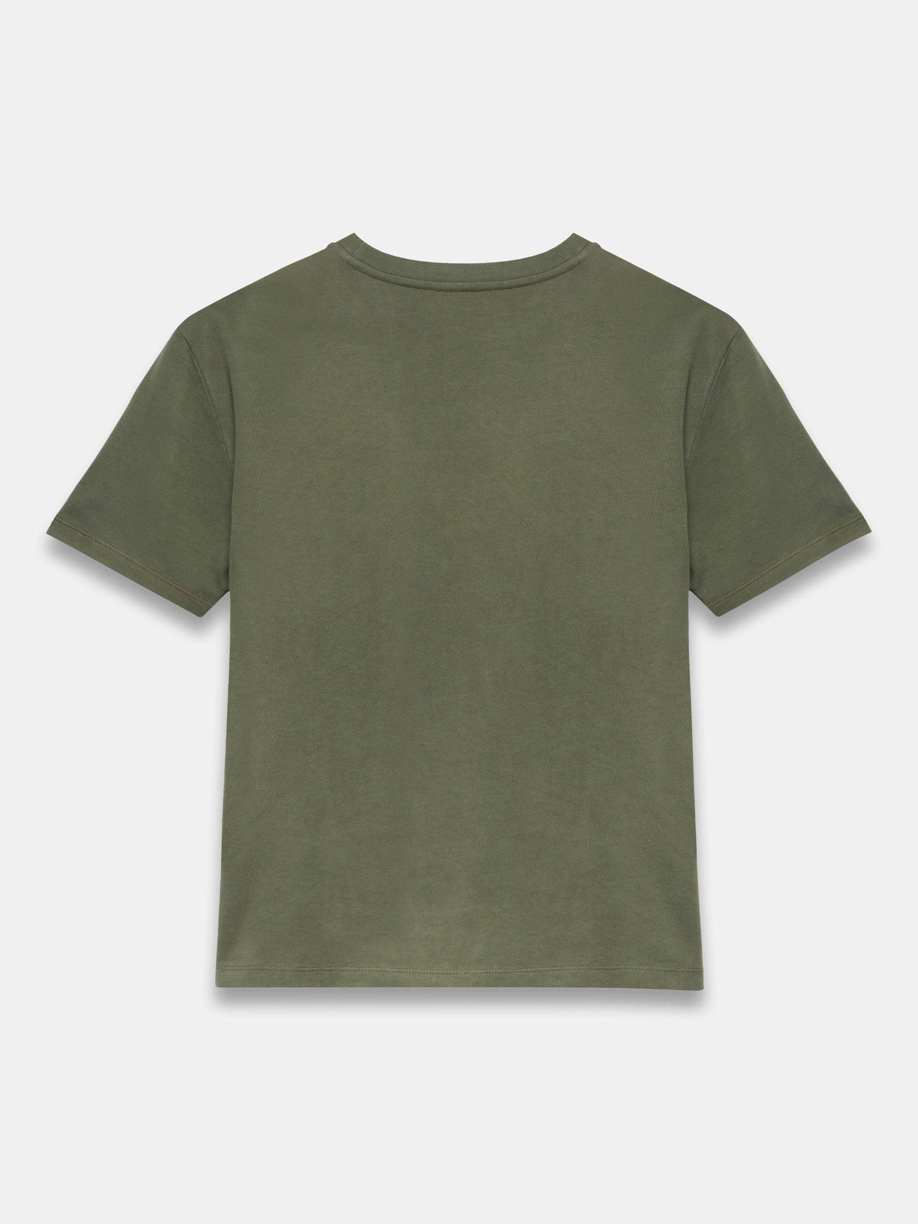 Product image 7 of 7, which shows Mint Velvet Foil Milan Slogan Cotton Graphic T-Shirt, Khaki, XS