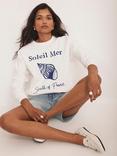 Mint Velvet Shell Slogan Graphic Cotton Blend Sweatshirt