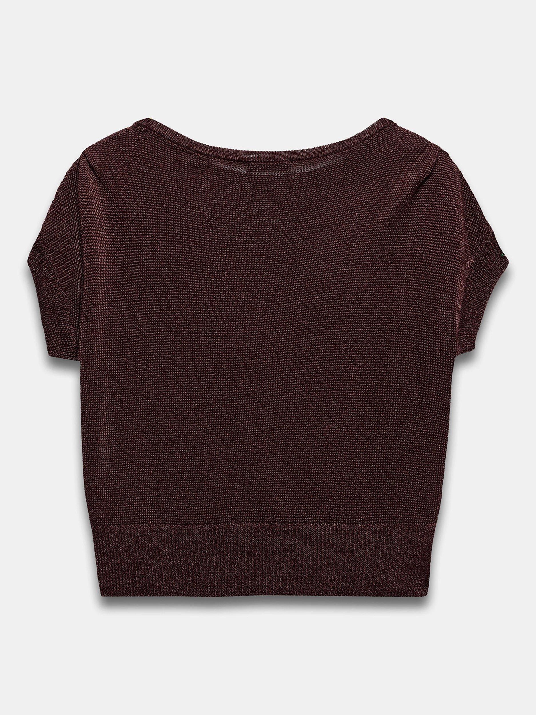 Product image 8 of 8, which shows Mint Velvet Metallic Knit Batwing Top, Red Burgundy, XS
