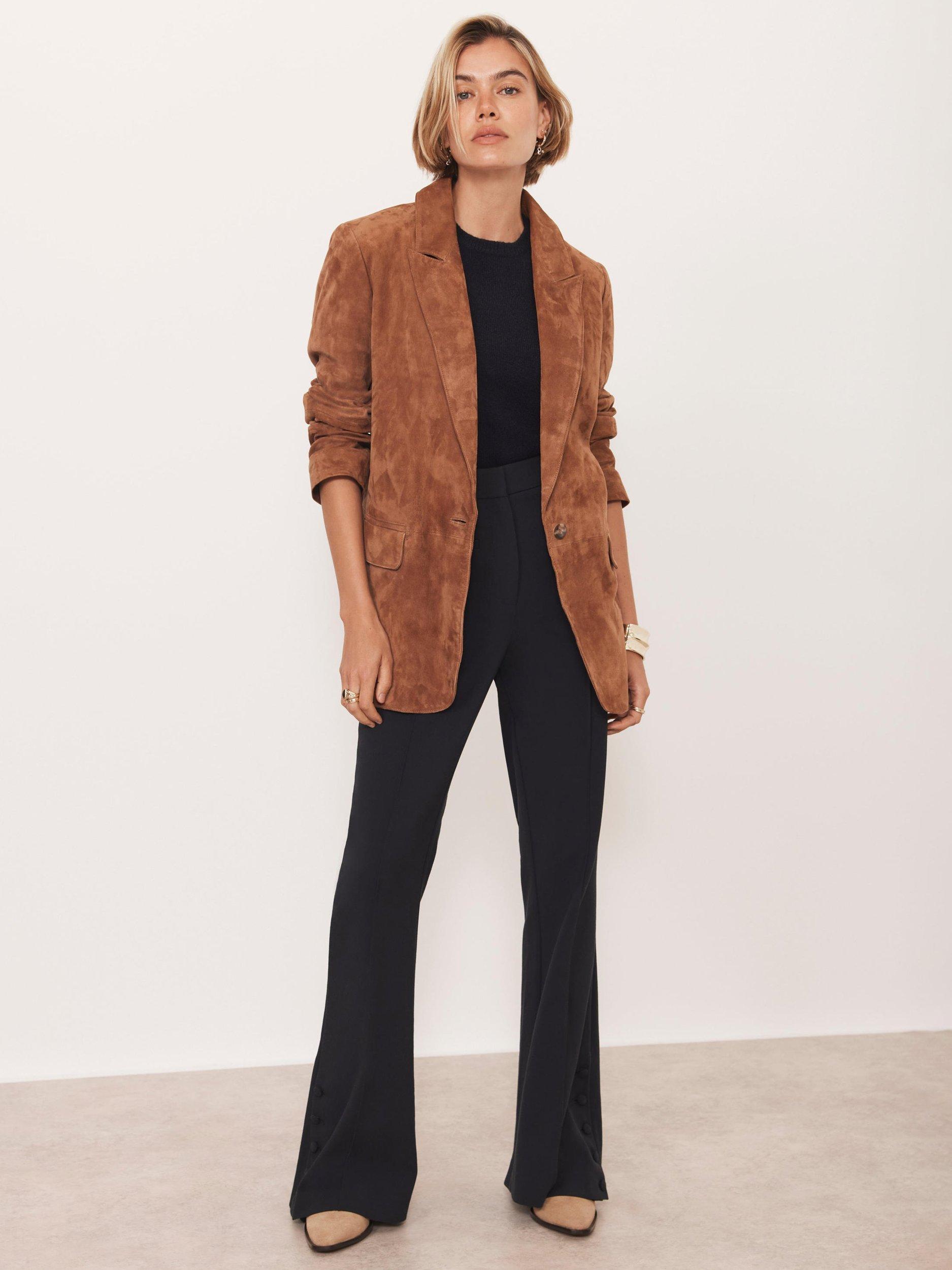 Product image 1 of 6, which shows Mint Velvet Tailored Bootcut Trousers, Blue Navy, 12R