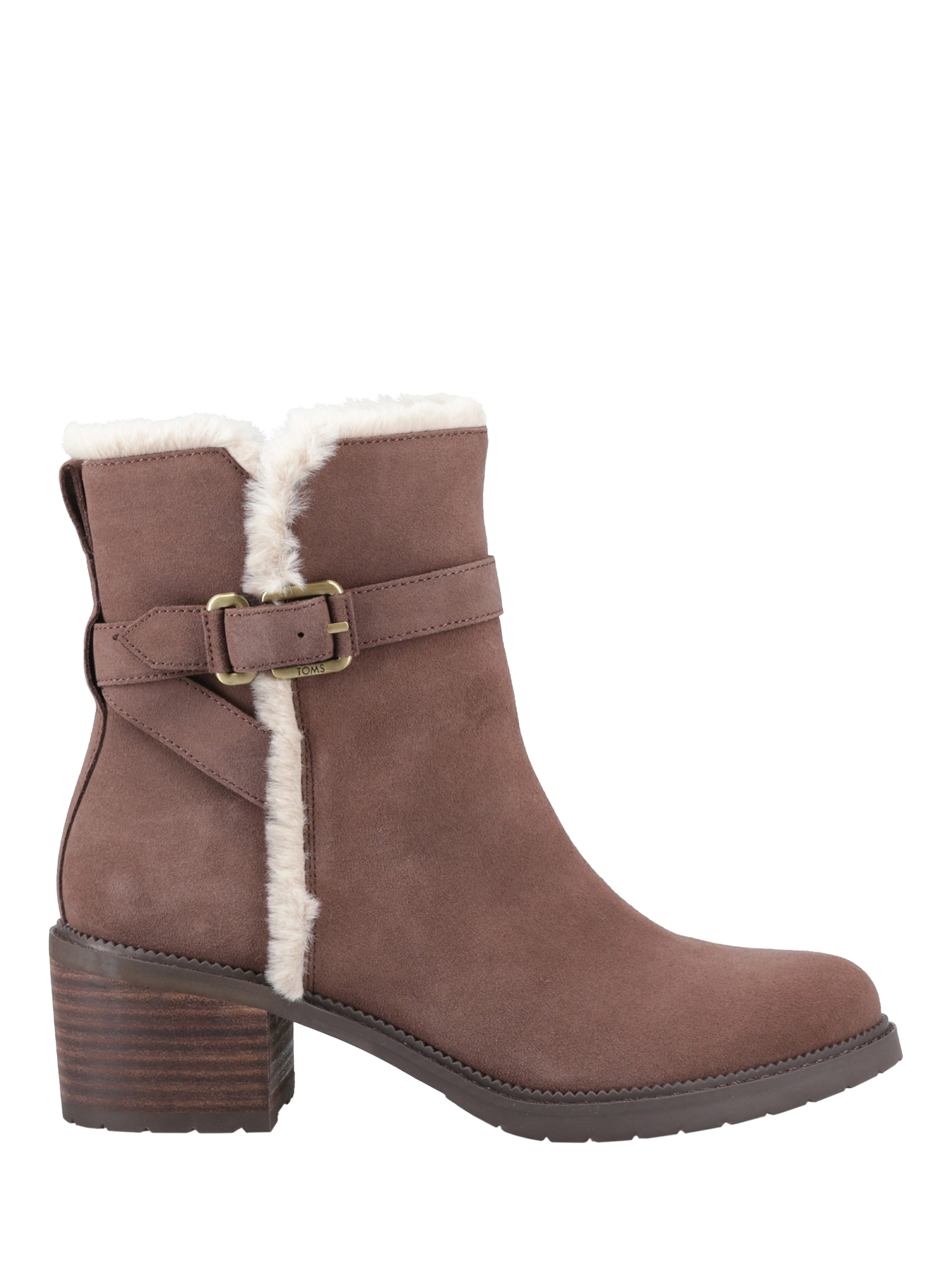 Product image 1 of 4, which shows TOMS Hailey Buckle Leather Ankle Boots, Oak Brown, 4