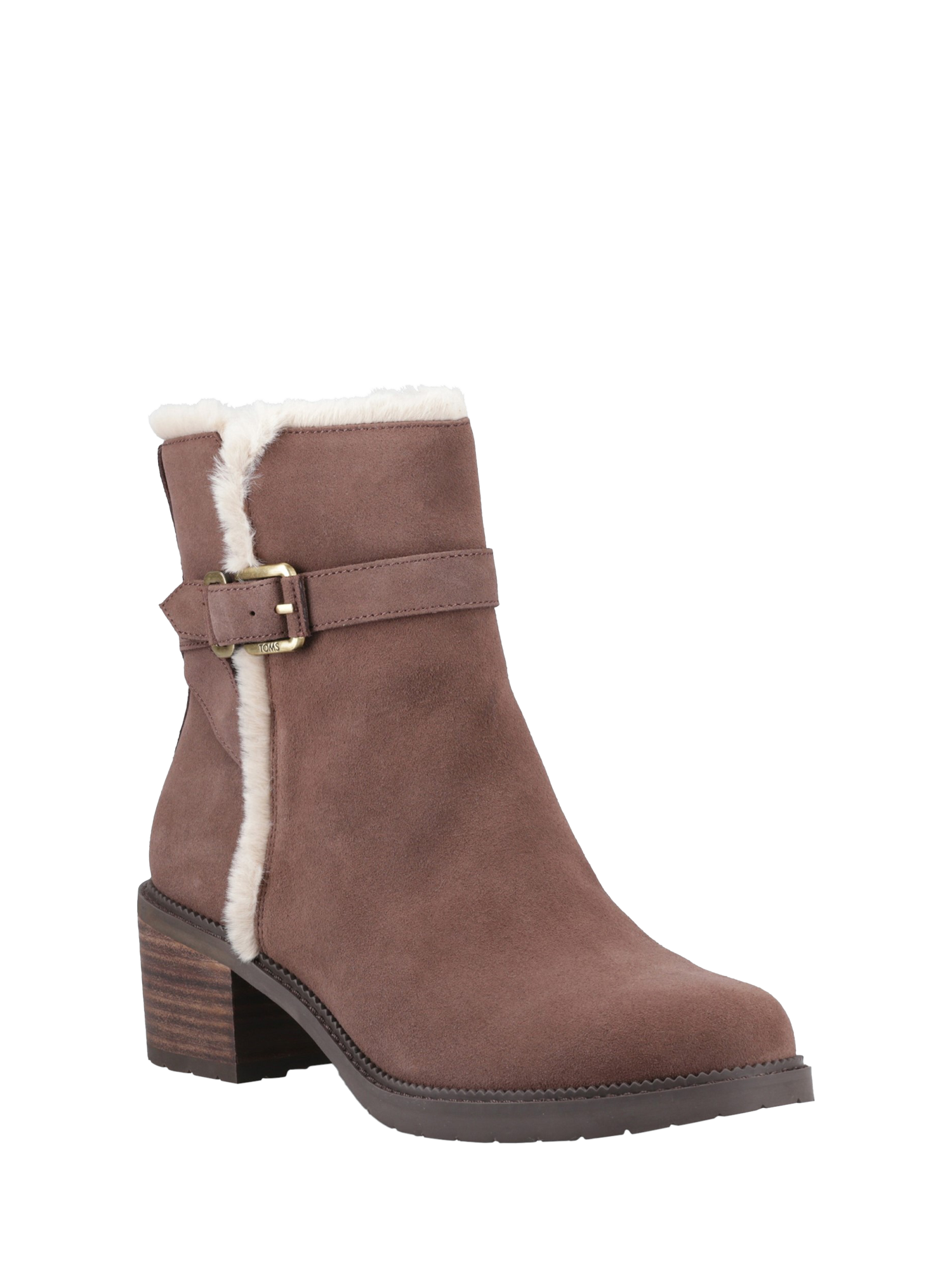 Product image 2 of 4, which shows TOMS Hailey Buckle Leather Ankle Boots, Oak Brown, 4